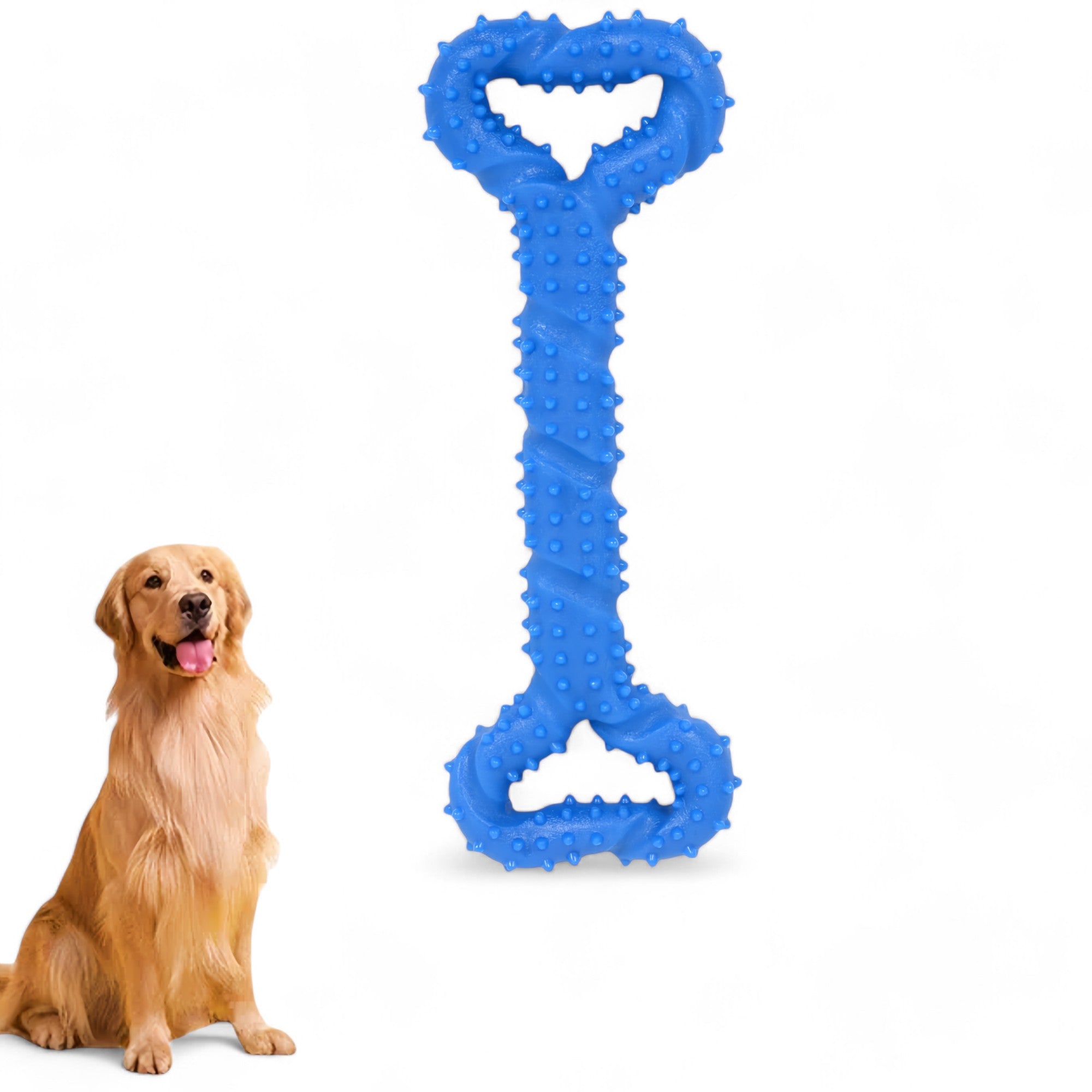 Alilang Durable Textured Chew Toy for Dogs with Double Handle Design TPR Material for Active Play and Dental Health