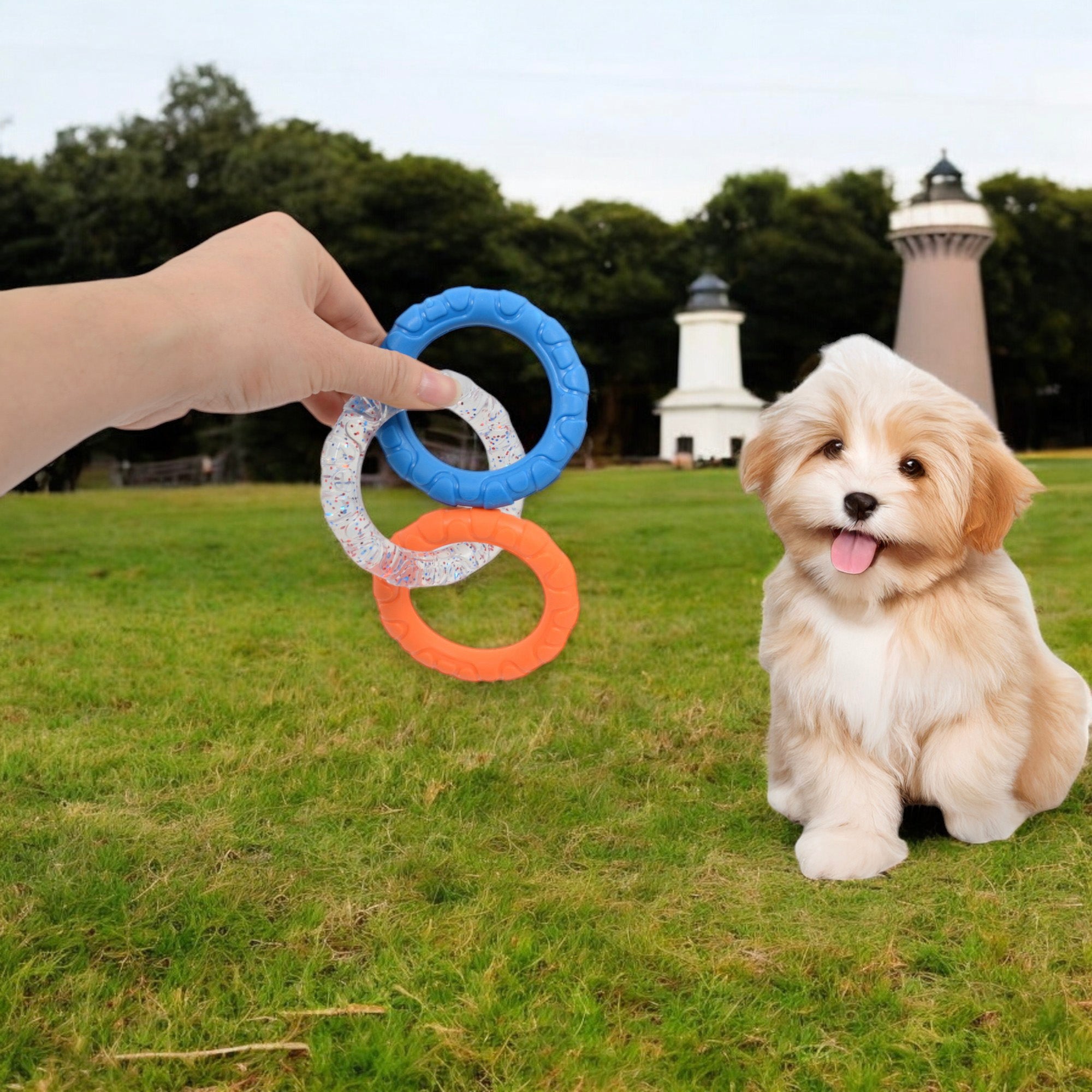 Dog Chew Toy TPR Material Rings Set of Three Durable Tug-of-war Interactive Toy