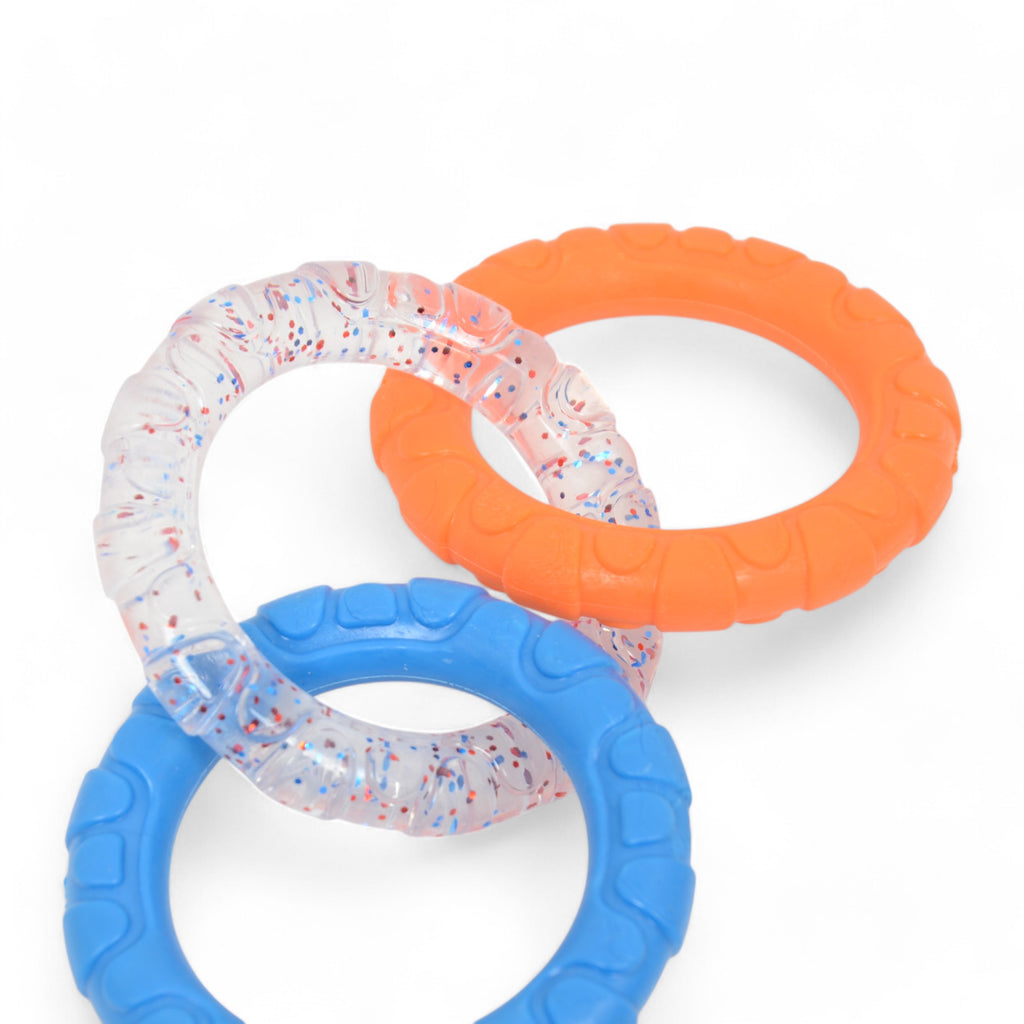 Dog Chew Toy TPR Material Rings Set of Three Durable Tug-of-war Interactive Toy