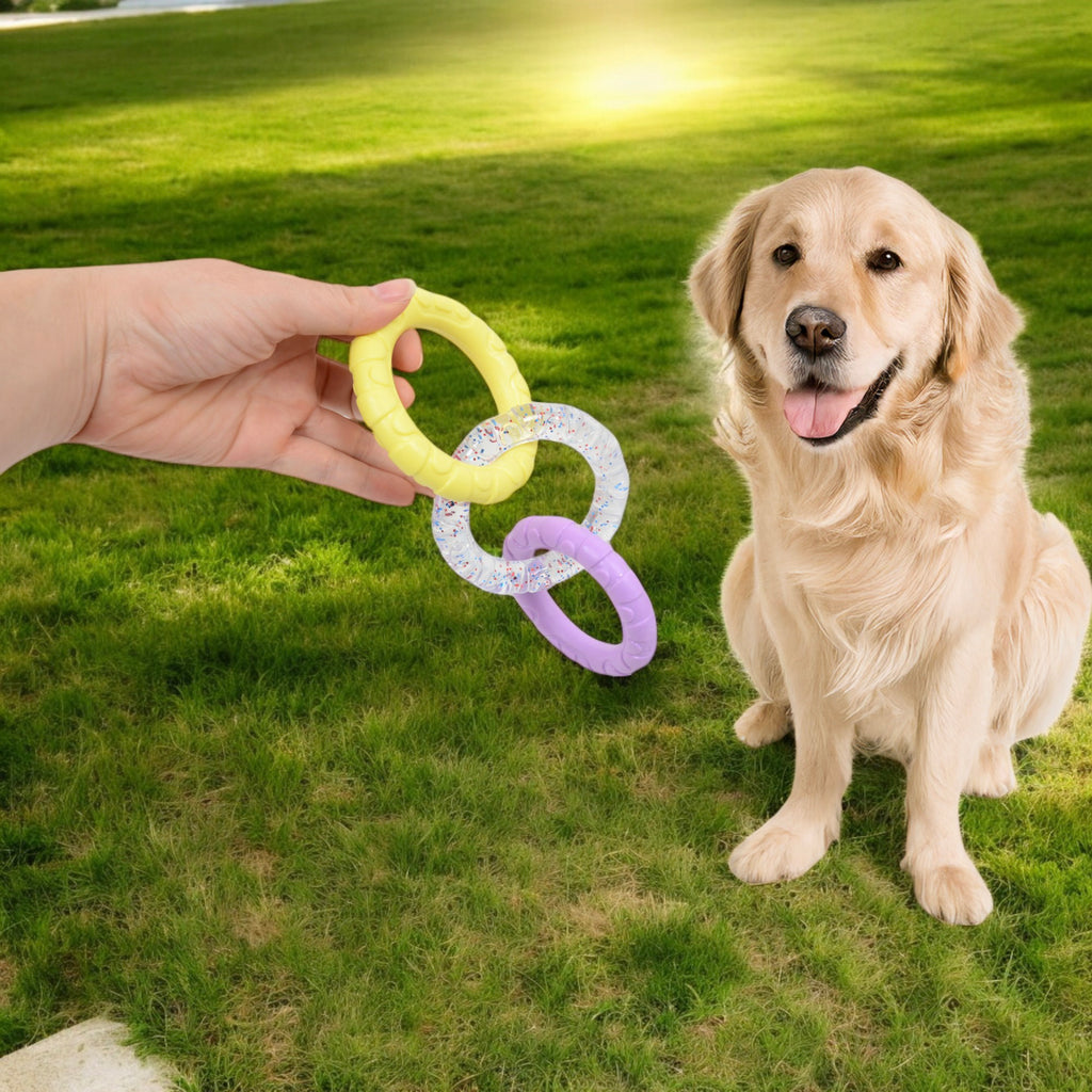 Dog Chew Toy TPR Material Rings Set of Three Durable Tug-of-war Interactive Toy