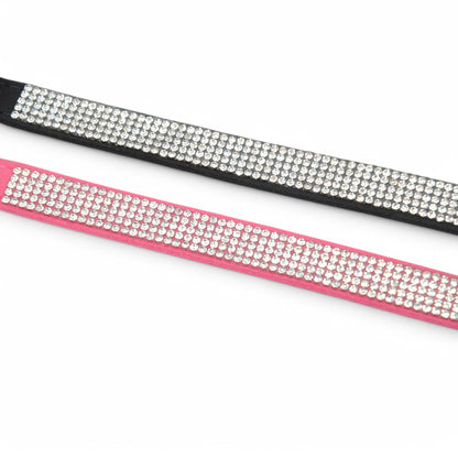 Alilang Sparkling Rhinestone Soft Faux Leather Material Adjustable Dog Collar
