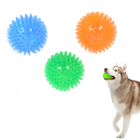 Alilang Squeaky Durable Pet Toy Balls in Orange, Green & Blue for Small and Medium Dogs- 3 Pack