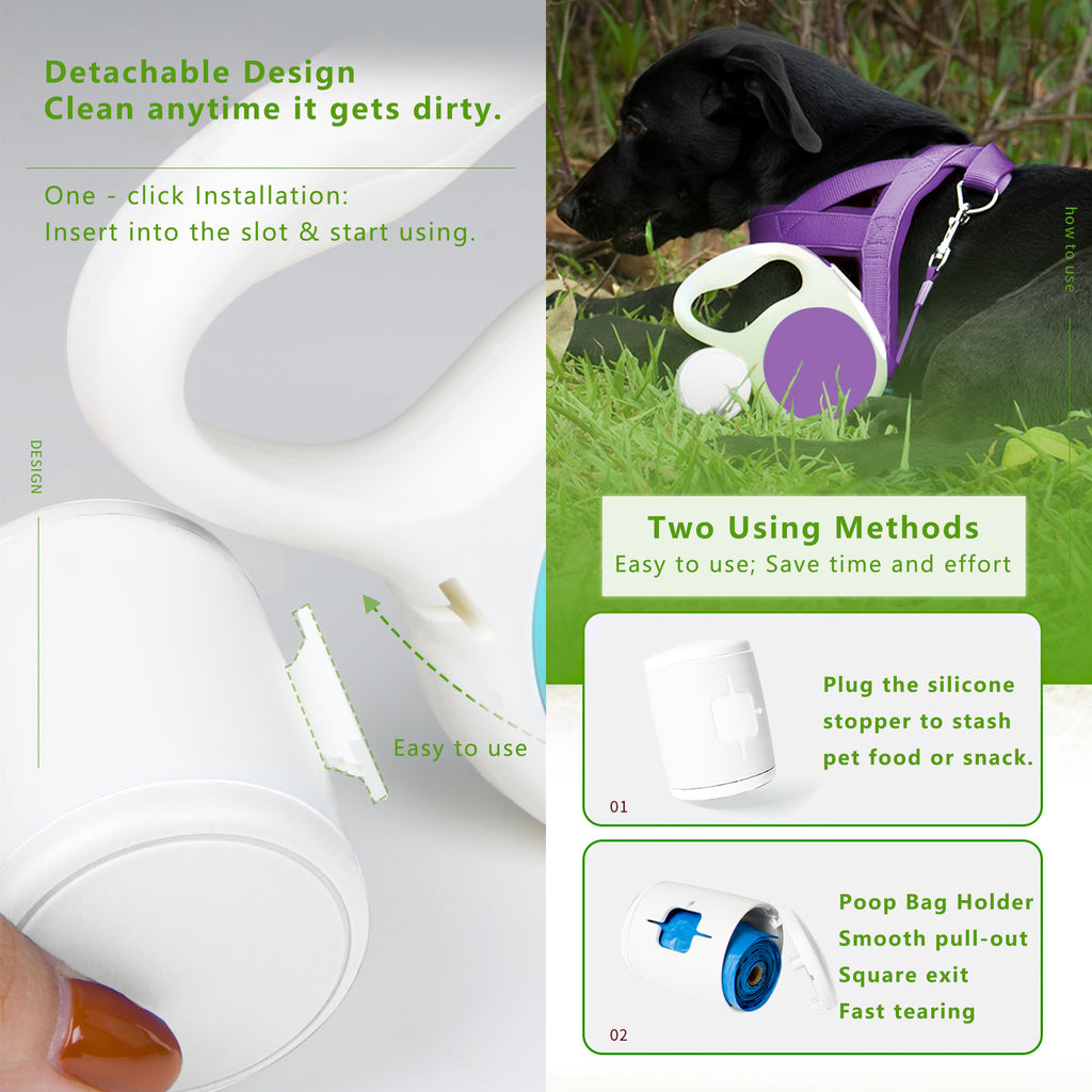 Anna-Kaci Automatic Retractable Dog Leash with Waste Bag Holder 10ft Pet Training Leash for Small Medium Dogs