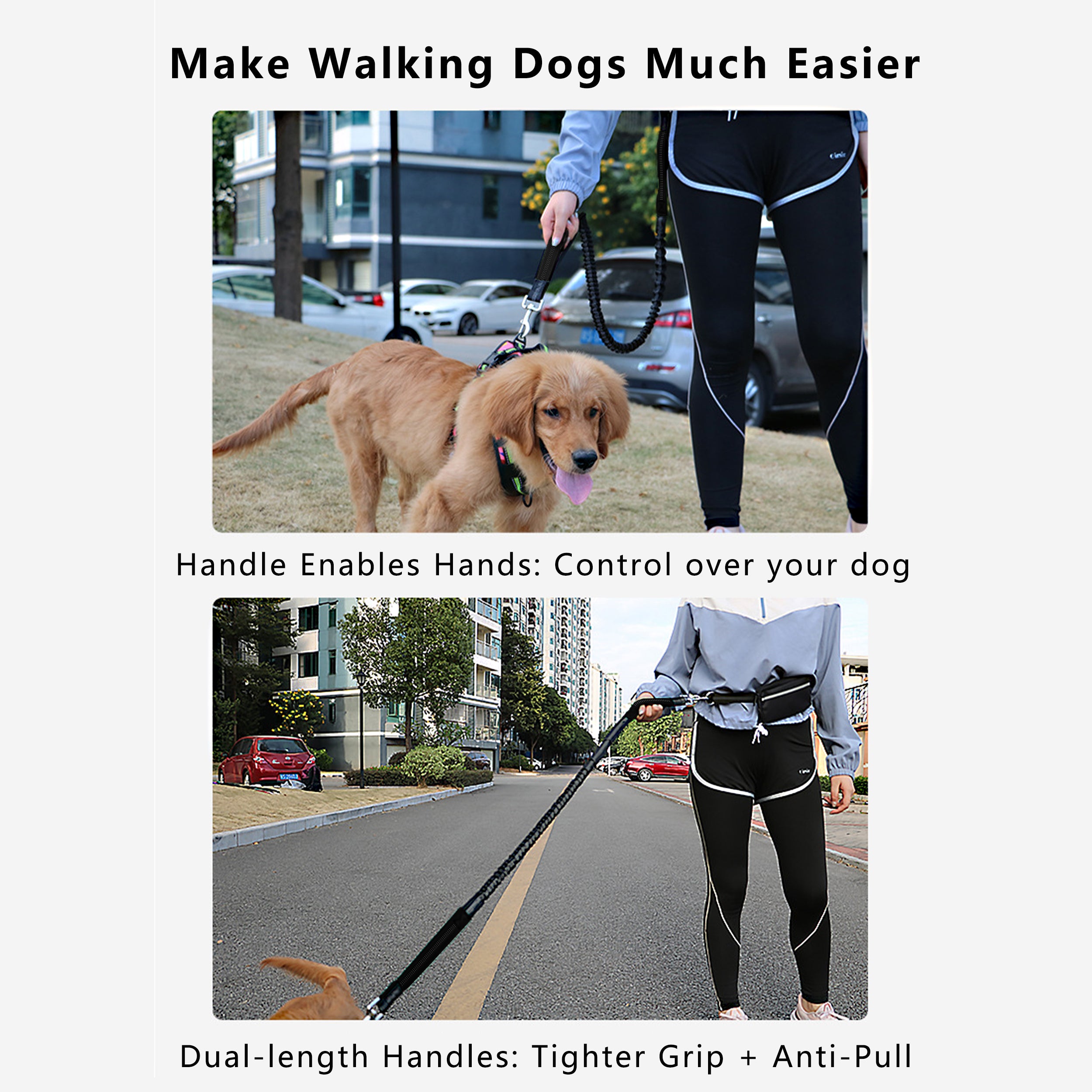 Anna-Kaci Hands Free Dog Leash Adjustable Reflective Running Belt Bag for Walking Jogging with Medium Large Dogs