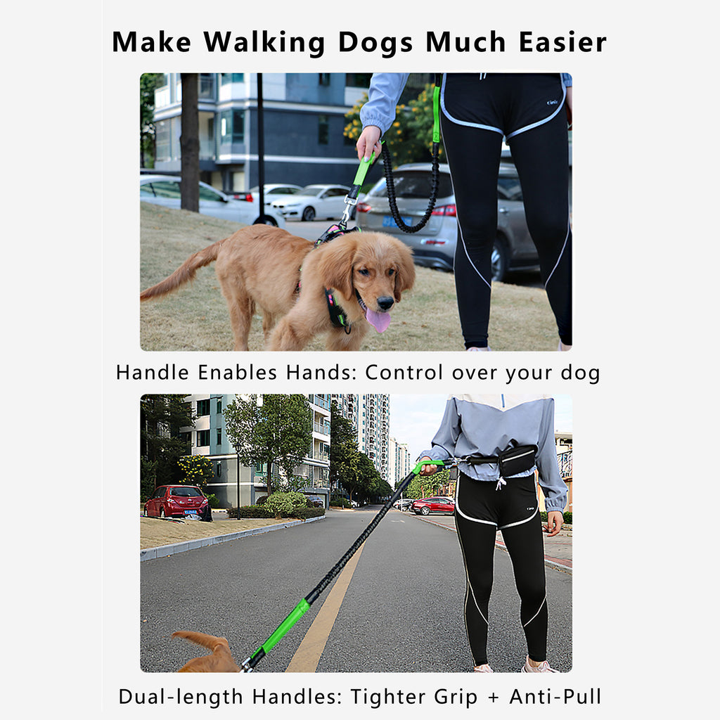 Anna-Kaci Hands Free Dog Leash Adjustable Reflective Running Belt Bag for Walking Jogging with Medium Large Dogs