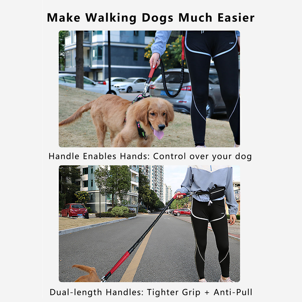 Anna-Kaci Hands Free Dog Leash Adjustable Reflective Running Belt Bag for Walking Jogging with Medium Large Dogs