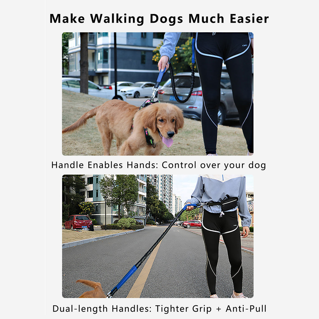 Anna-Kaci Hands Free Dog Leash Adjustable Reflective Running Belt Bag for Walking Jogging with Medium Large Dogs