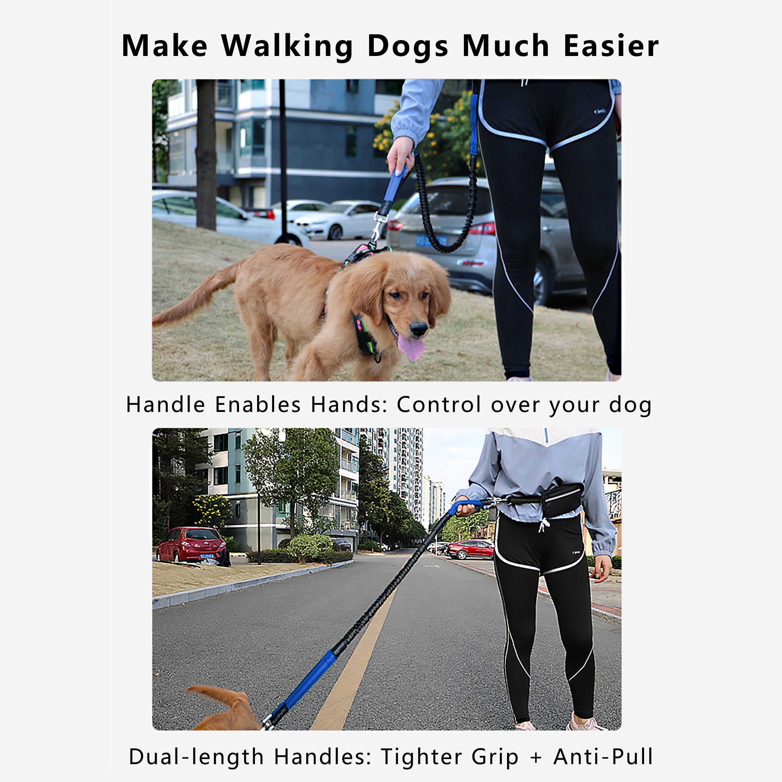 Anna-Kaci Hands Free Dog Leash Adjustable Reflective Running Belt Bag for Walking Jogging with Medium Large Dogs