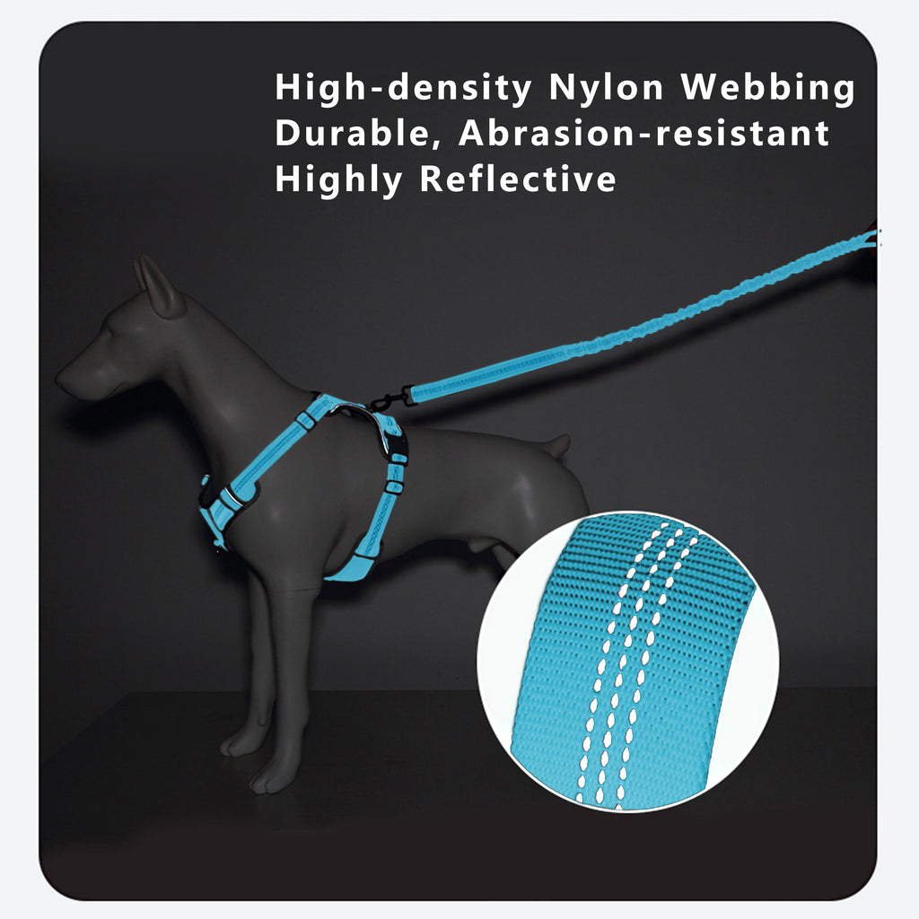 Anna-Kaci Dog Leash Reflective Comfort Dual Handle Elastic Pet Training Leash