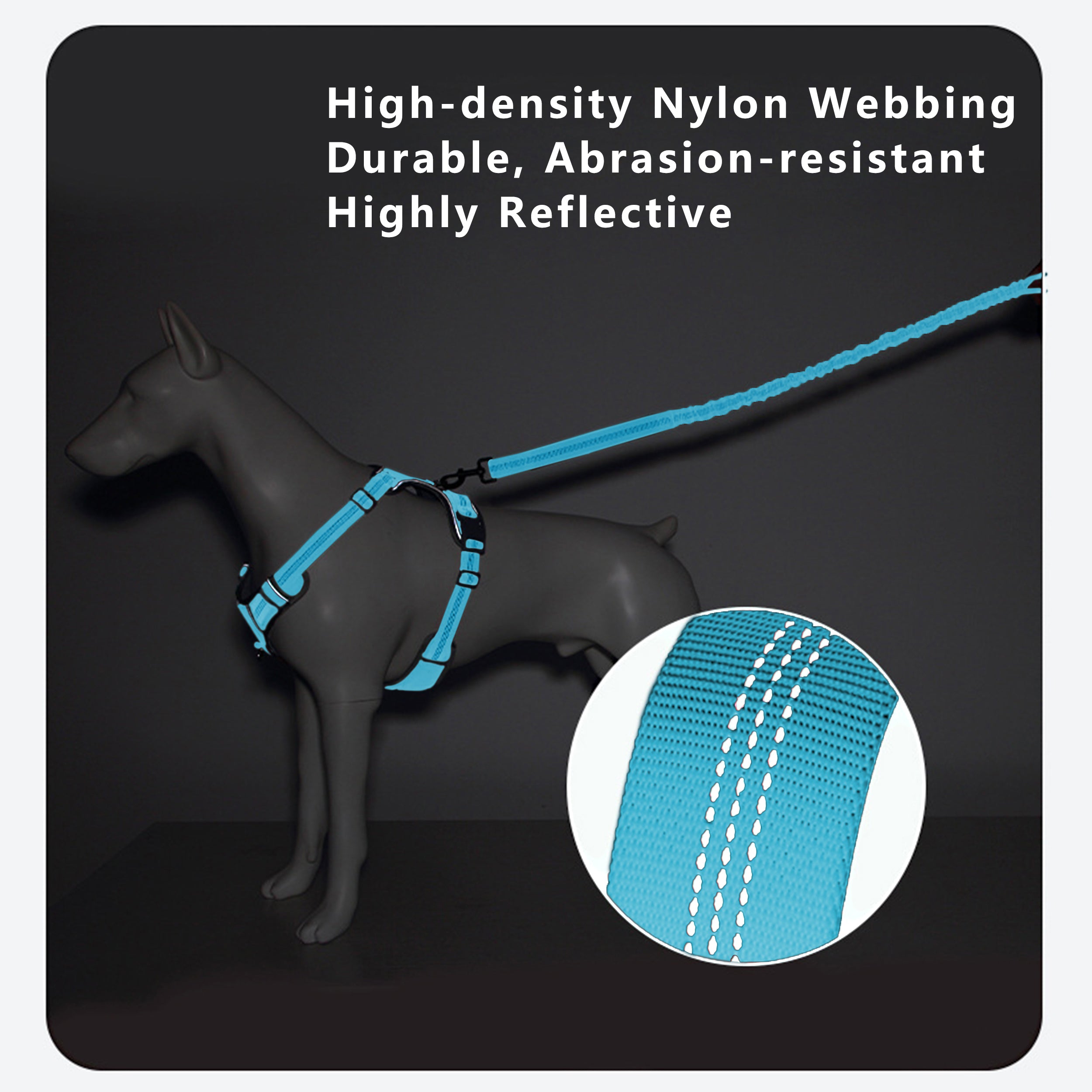Anna-Kaci Dog Leash Reflective Comfort Dual Handle Elastic Pet Training Leash