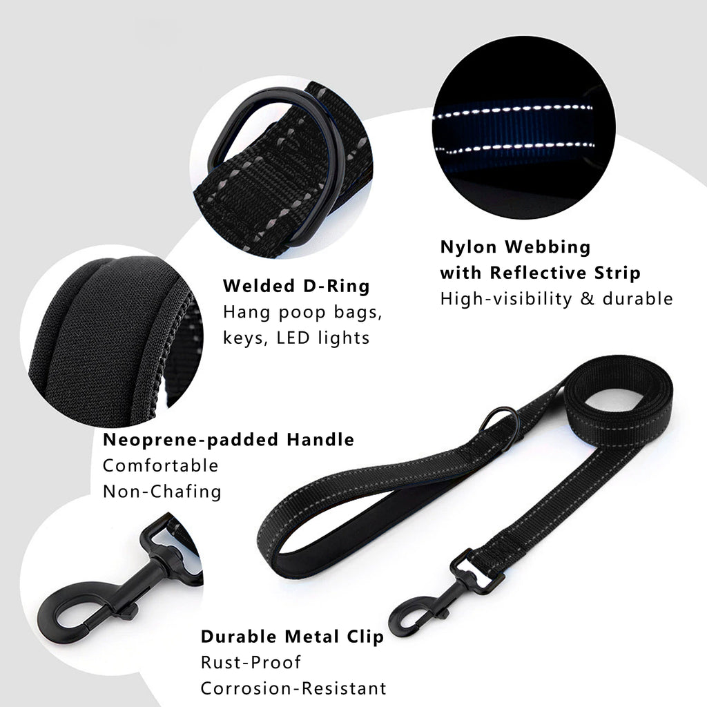 Anna-Kaci Dog Leash Comfort Reflective Nylon Pet Training Leash with Padded Handle 4ft and 5ft