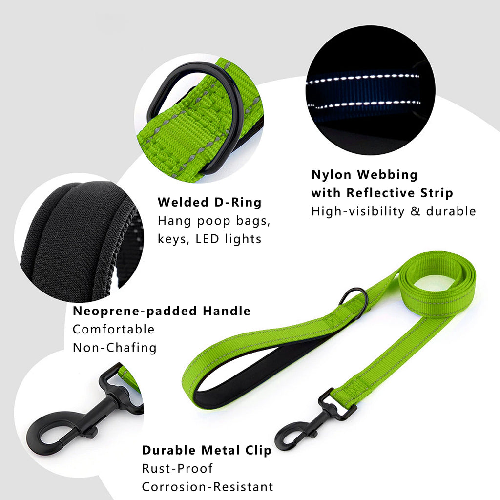 Anna-Kaci Dog Leash Comfort Reflective Nylon Pet Training Leash with Padded Handle 4ft and 5ft