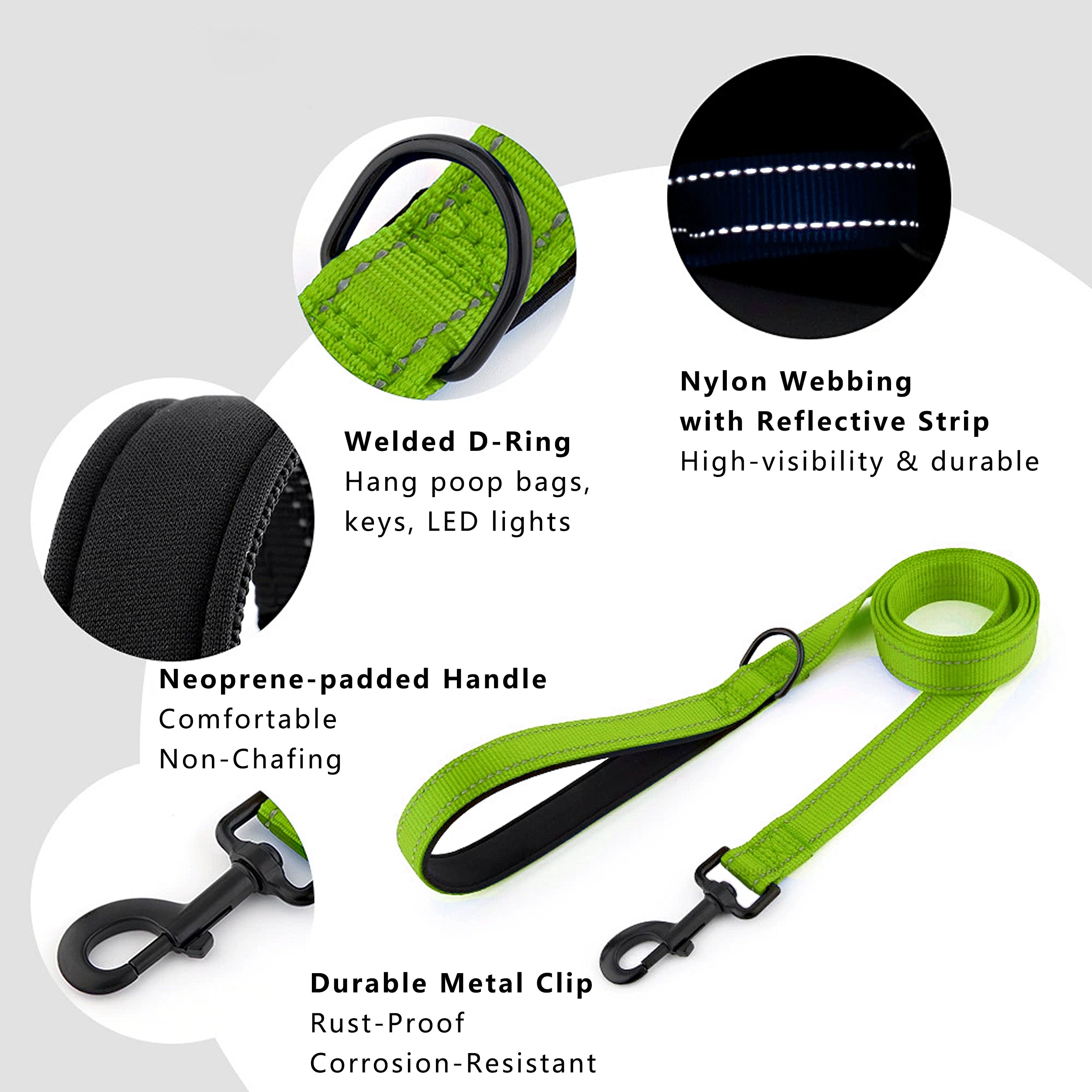 Anna-Kaci Dog Leash Comfort Reflective Nylon Pet Training Leash with Padded Handle 4ft and 5ft