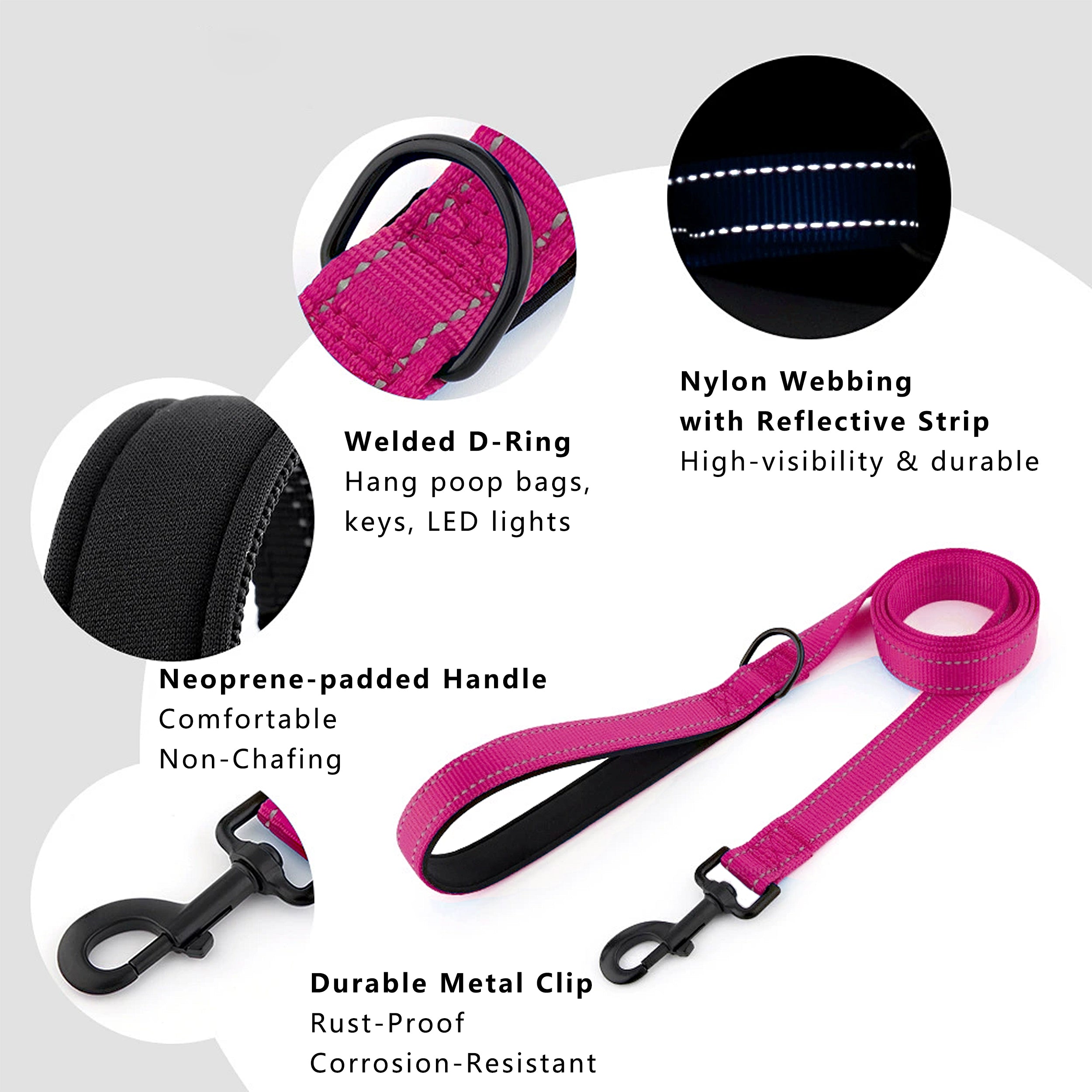 Anna-Kaci Dog Leash Comfort Reflective Nylon Pet Training Leash with Padded Handle 4ft and 5ft