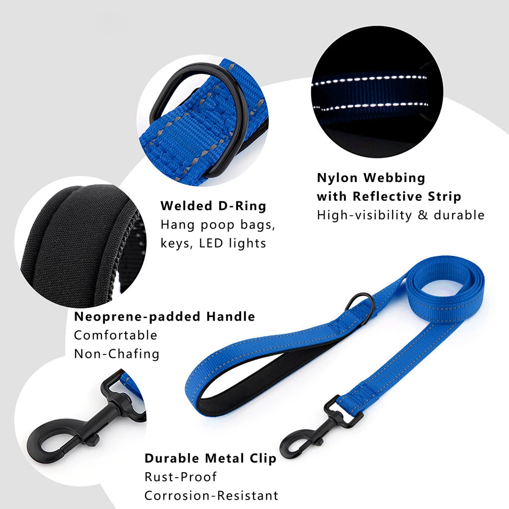 Anna-Kaci Dog Leash Comfort Reflective Nylon Pet Training Leash with Padded Handle 4ft and 5ft