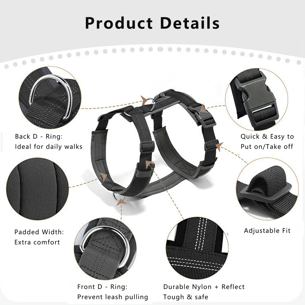 Anna-Kaci No Pull Dog Harness Reflective Adjustable Soft Padded Step-In Pet Harness for All Breeds