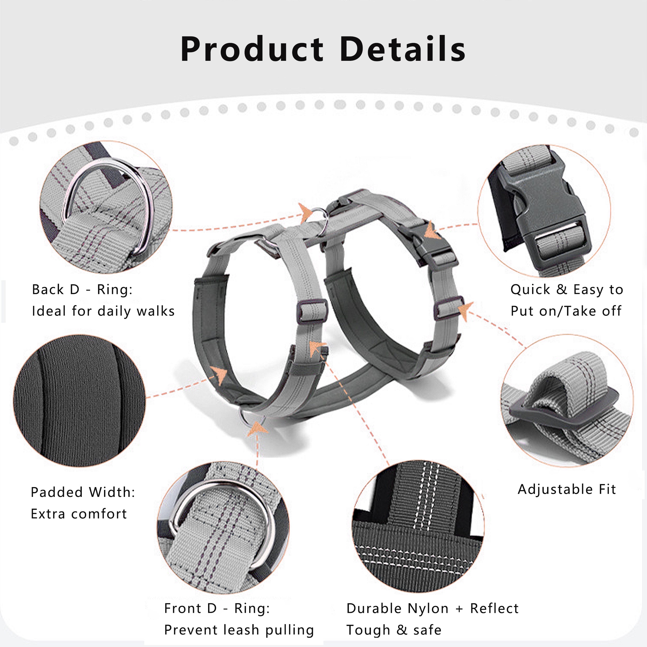 Anna-Kaci No Pull Dog Harness Reflective Adjustable Soft Padded Step-In Pet Harness for All Breeds