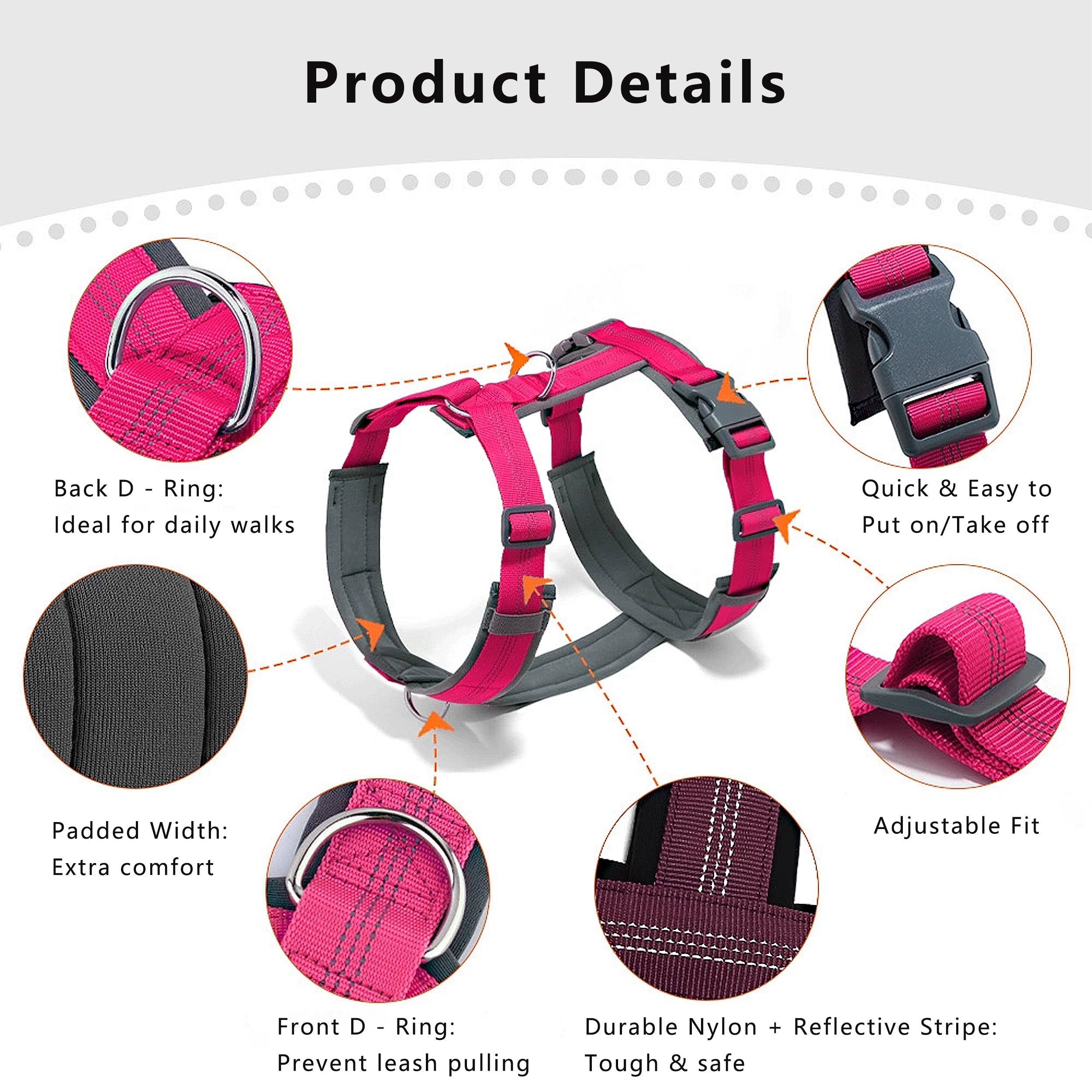 Anna-Kaci No Pull Dog Harness Reflective Adjustable Soft Padded Step-In Pet Harness for All Breeds