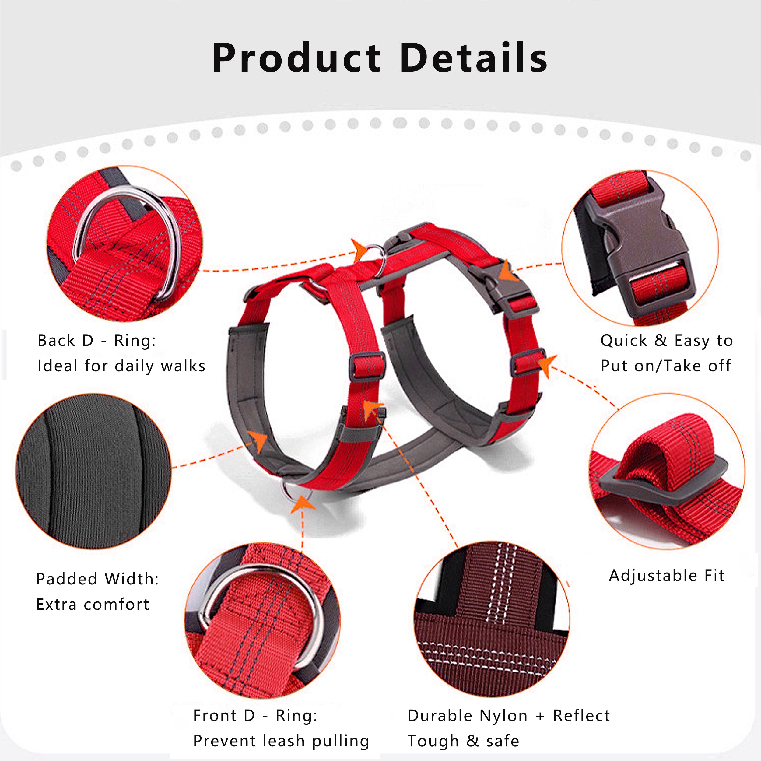 Anna-Kaci No Pull Dog Harness Reflective Adjustable Soft Padded Step-In Pet Harness for All Breeds