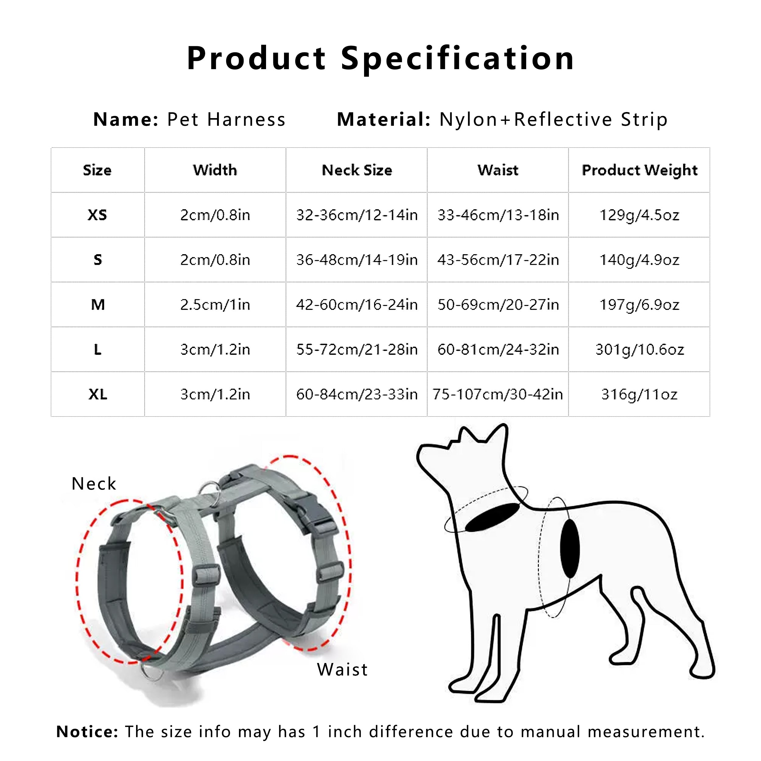 Anna-Kaci No Pull Dog Harness Reflective Adjustable Soft Padded Step-In Pet Harness for All Breeds