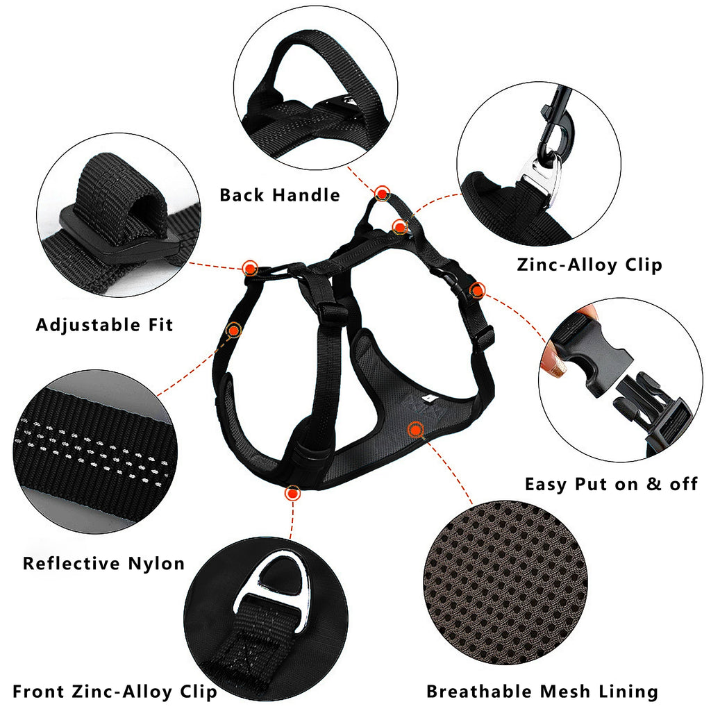 Anna-Kaci No Pull Dog Harness Reflective Adjustable Breathable Mesh Padded Pet Harness for All Breeds