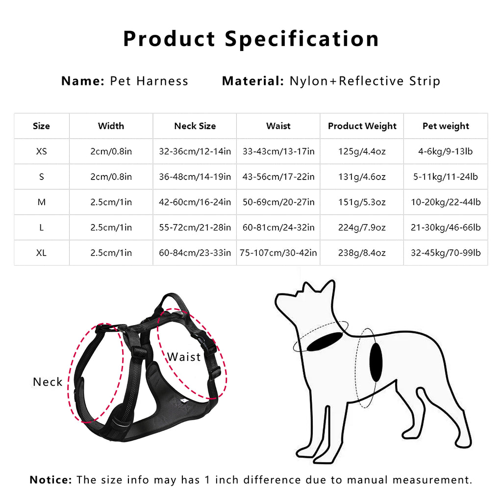 Anna-Kaci No Pull Dog Harness Reflective Adjustable Breathable Mesh Padded Pet Harness for All Breeds