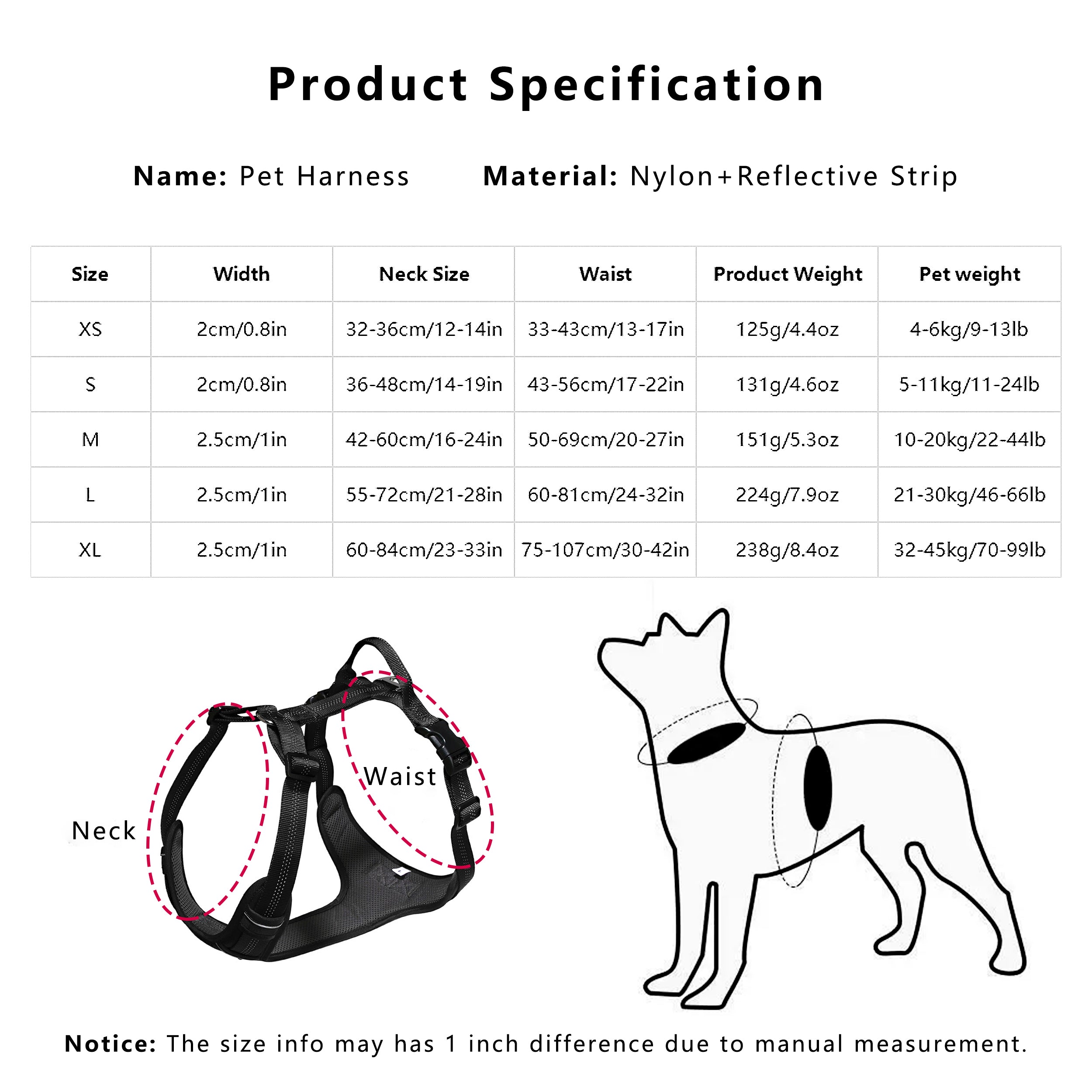Anna-Kaci No Pull Dog Harness Reflective Adjustable Breathable Mesh Padded Pet Harness for All Breeds