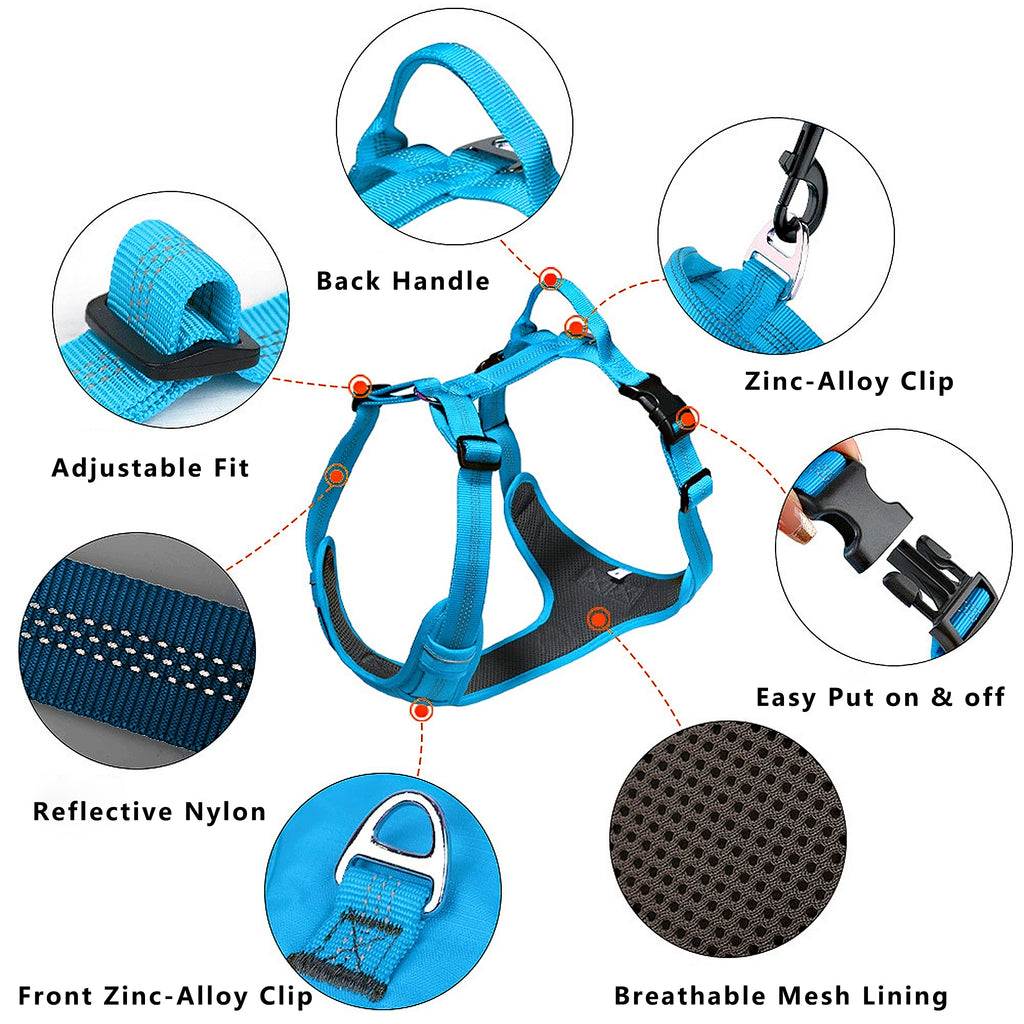 Anna-Kaci No Pull Dog Harness Reflective Adjustable Breathable Mesh Padded Pet Harness for All Breeds