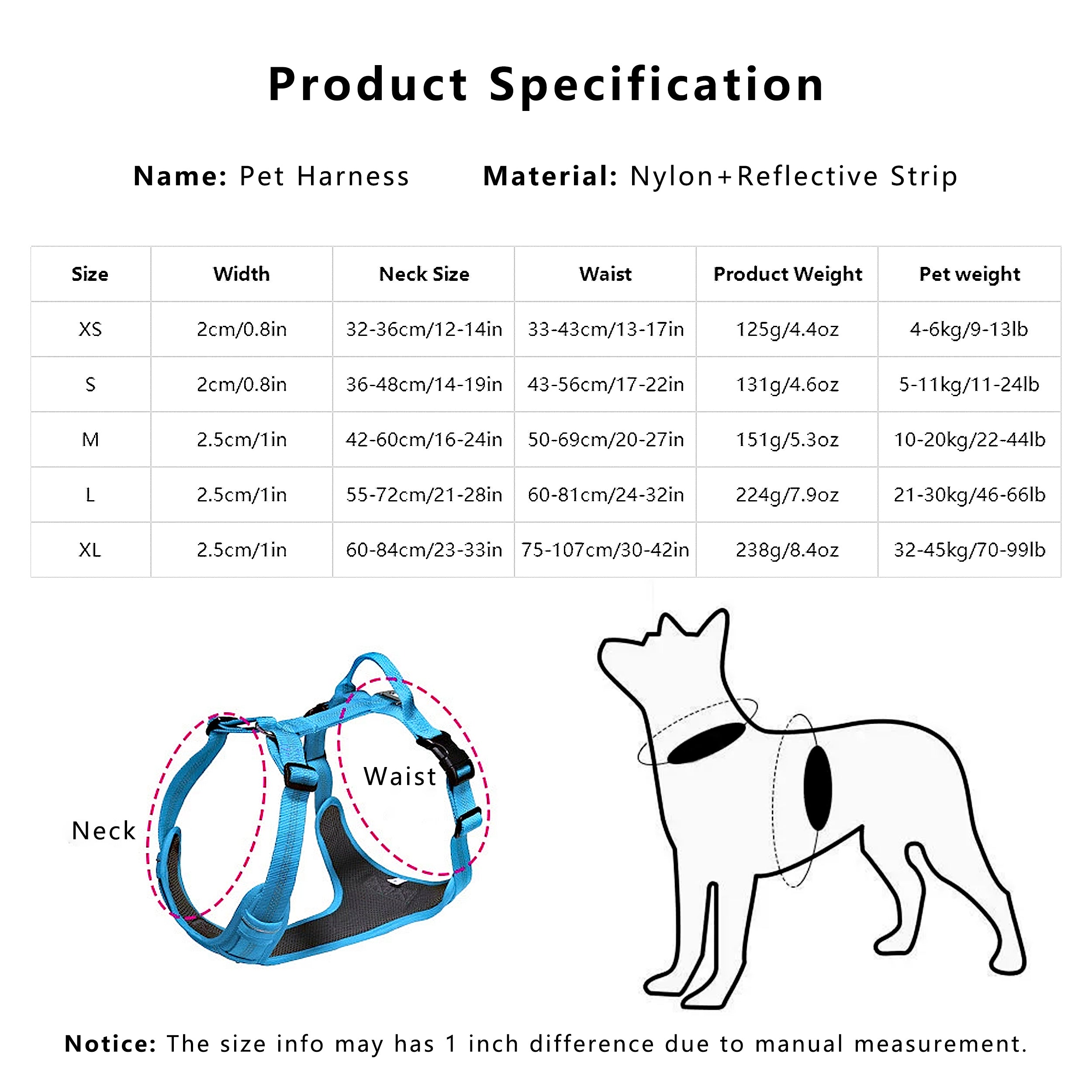 Anna-Kaci No Pull Dog Harness Reflective Adjustable Breathable Mesh Padded Pet Harness for All Breeds