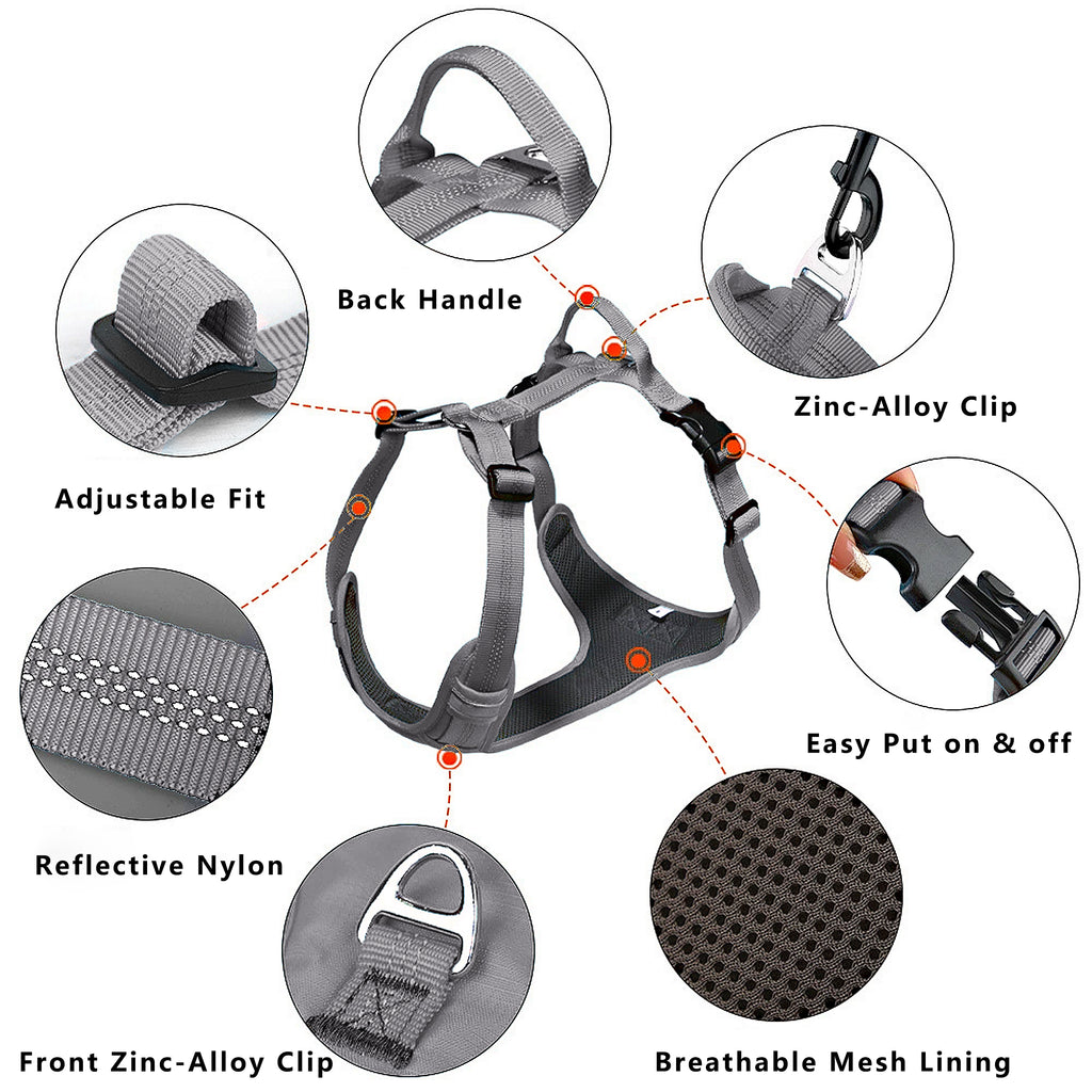Anna-Kaci No Pull Dog Harness Reflective Adjustable Breathable Mesh Padded Pet Harness for All Breeds