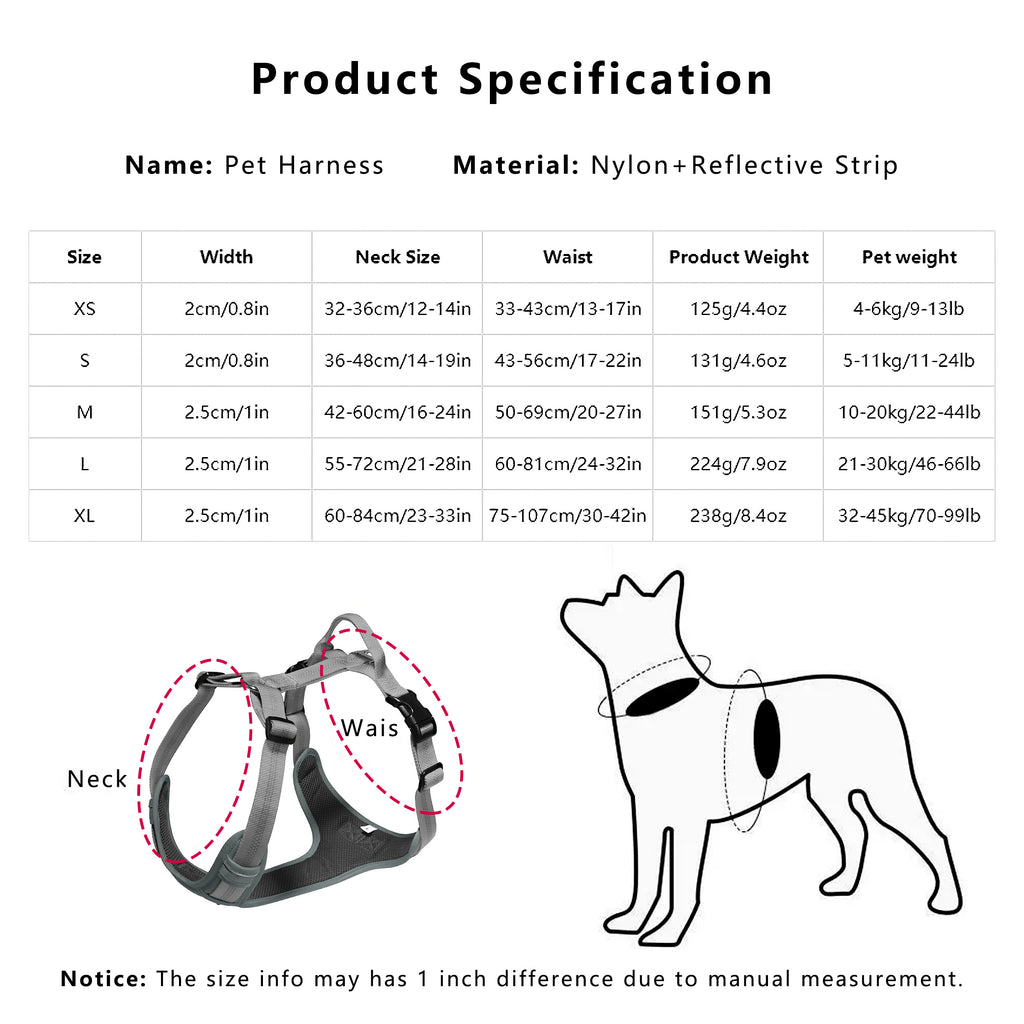 Anna-Kaci No Pull Dog Harness Reflective Adjustable Breathable Mesh Padded Pet Harness for All Breeds
