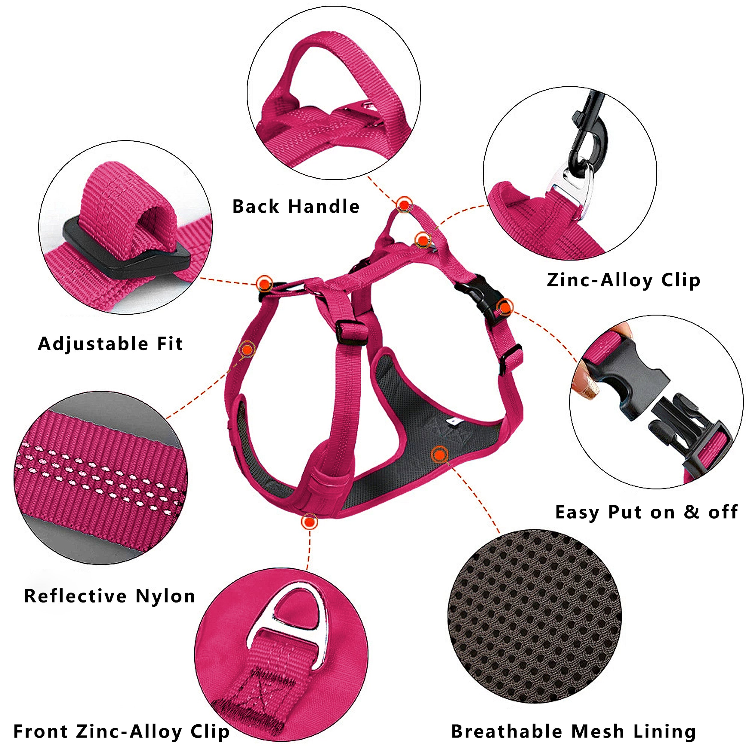 Anna-Kaci No Pull Dog Harness Reflective Adjustable Breathable Mesh Padded Pet Harness for All Breeds
