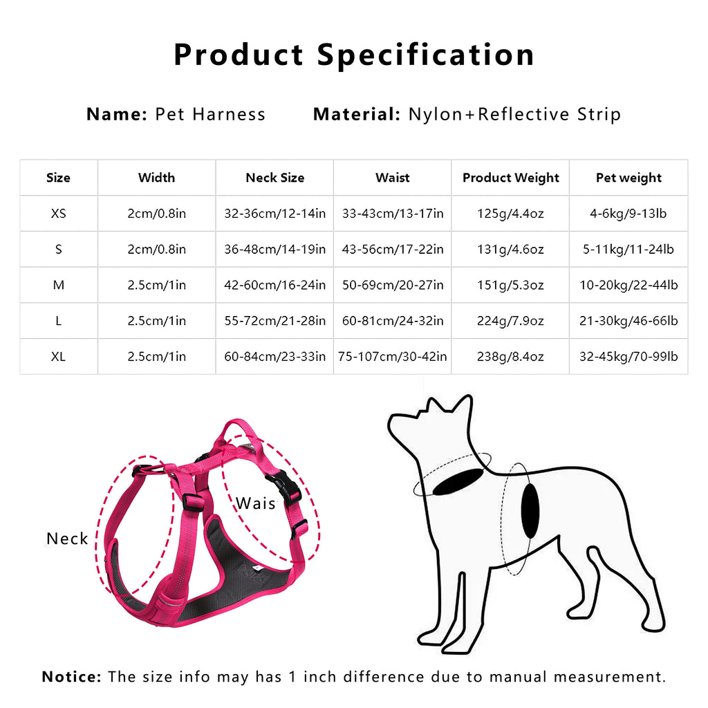 Anna-Kaci No Pull Dog Harness Reflective Adjustable Breathable Mesh Padded Pet Harness for All Breeds