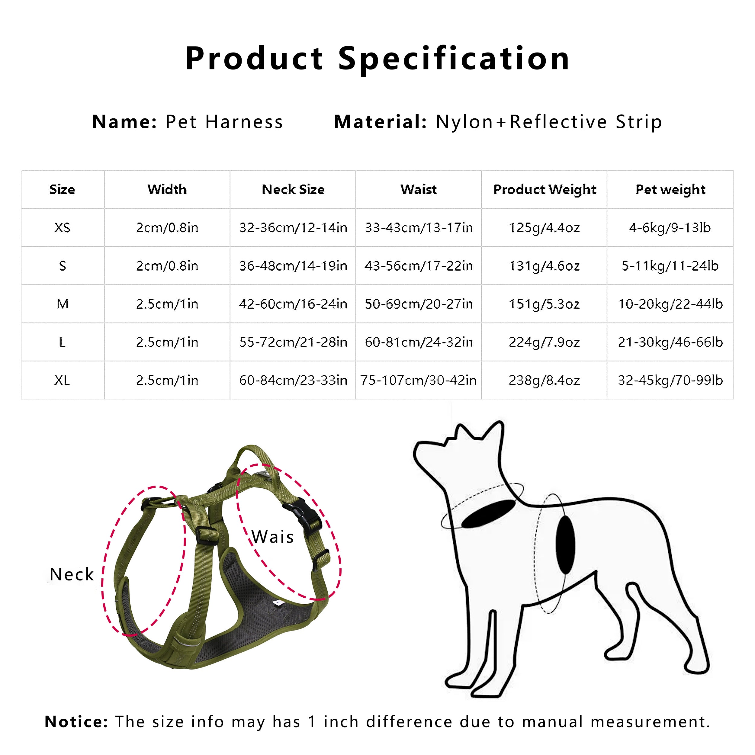 Anna-Kaci No Pull Dog Harness Reflective Adjustable Breathable Mesh Padded Pet Harness for All Breeds