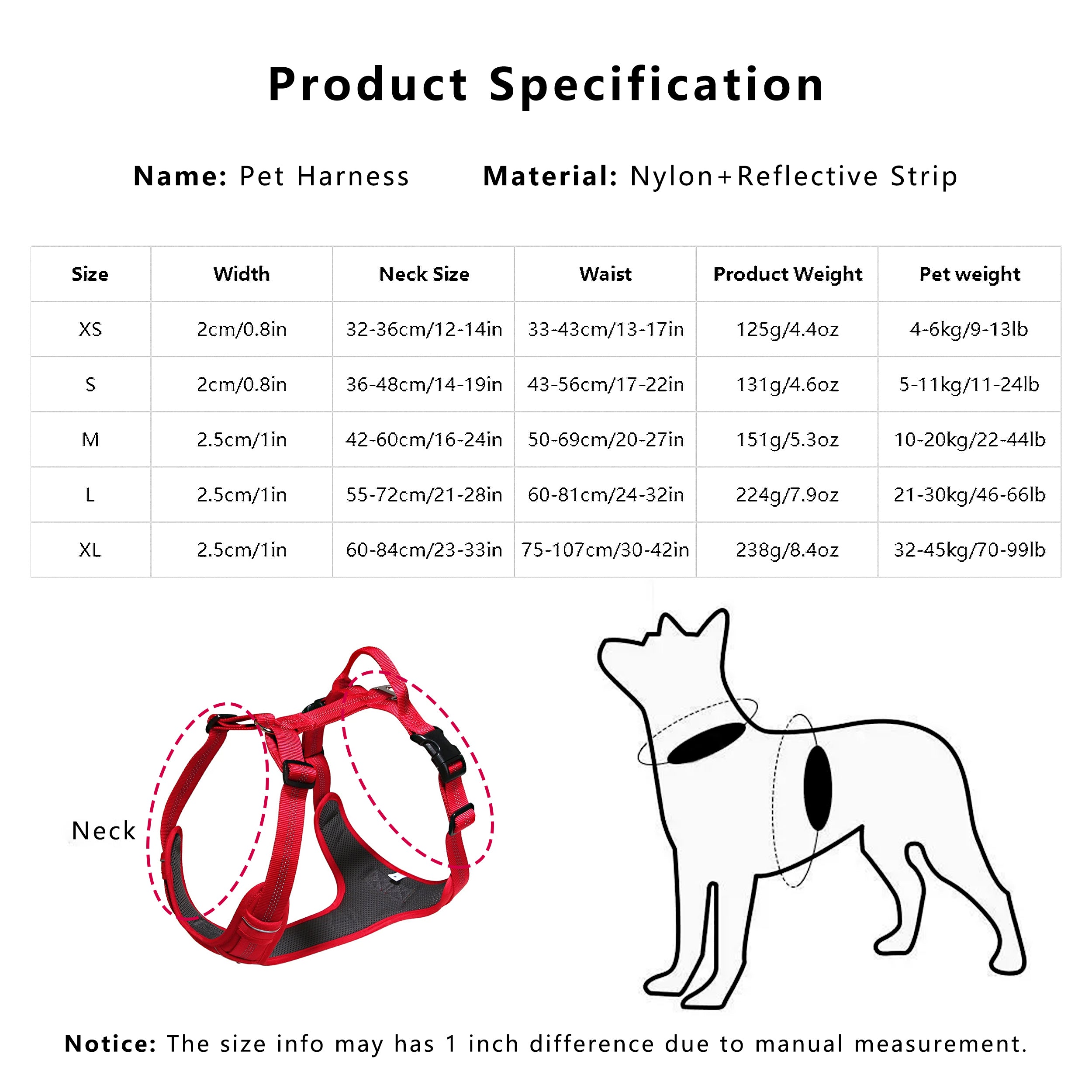 Anna-Kaci No Pull Dog Harness Reflective Adjustable Breathable Mesh Padded Pet Harness for All Breeds