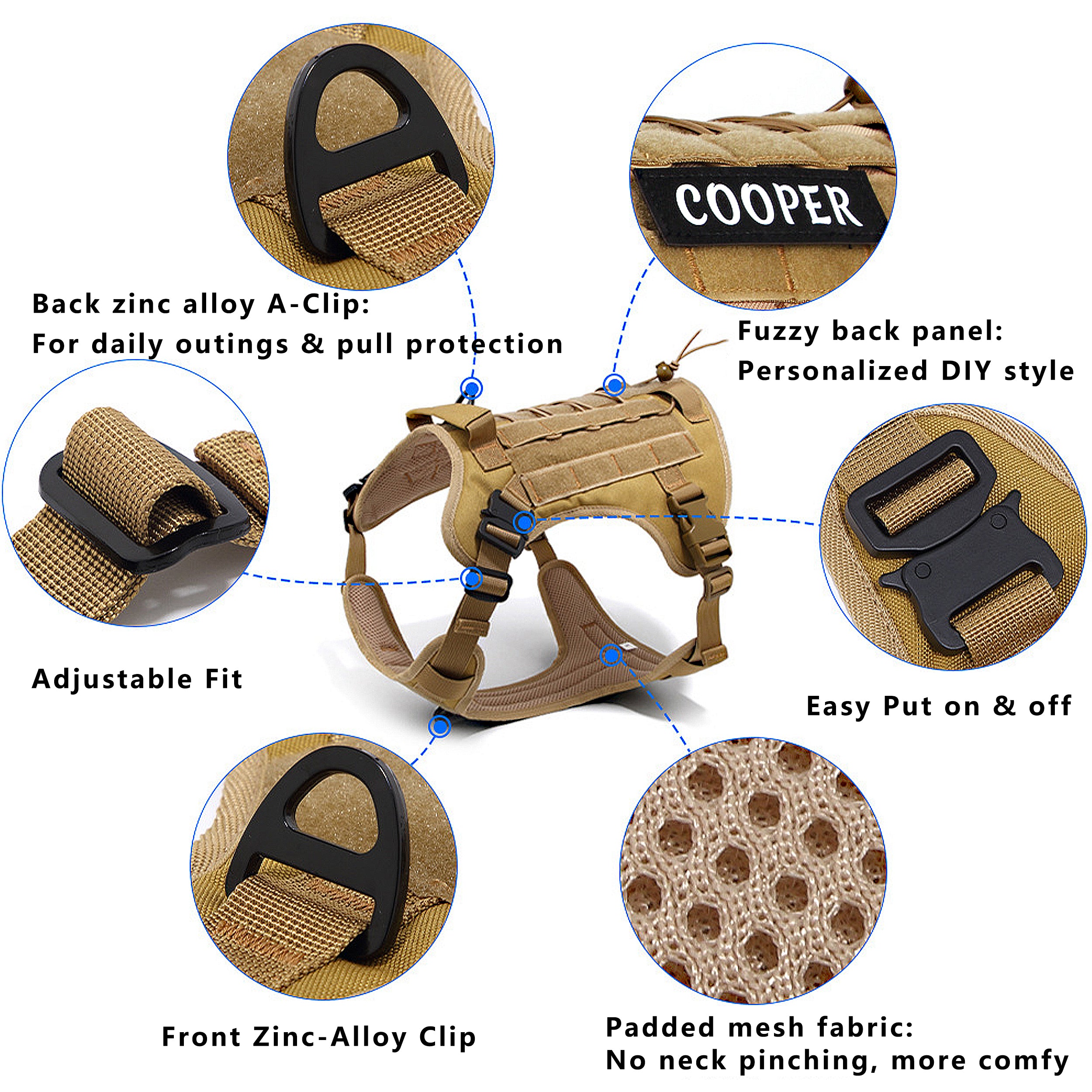Anna-Kaci Adventure No Pull Dog Harness Adjustable Soft Padded Comfort Pet Harness Outdoors