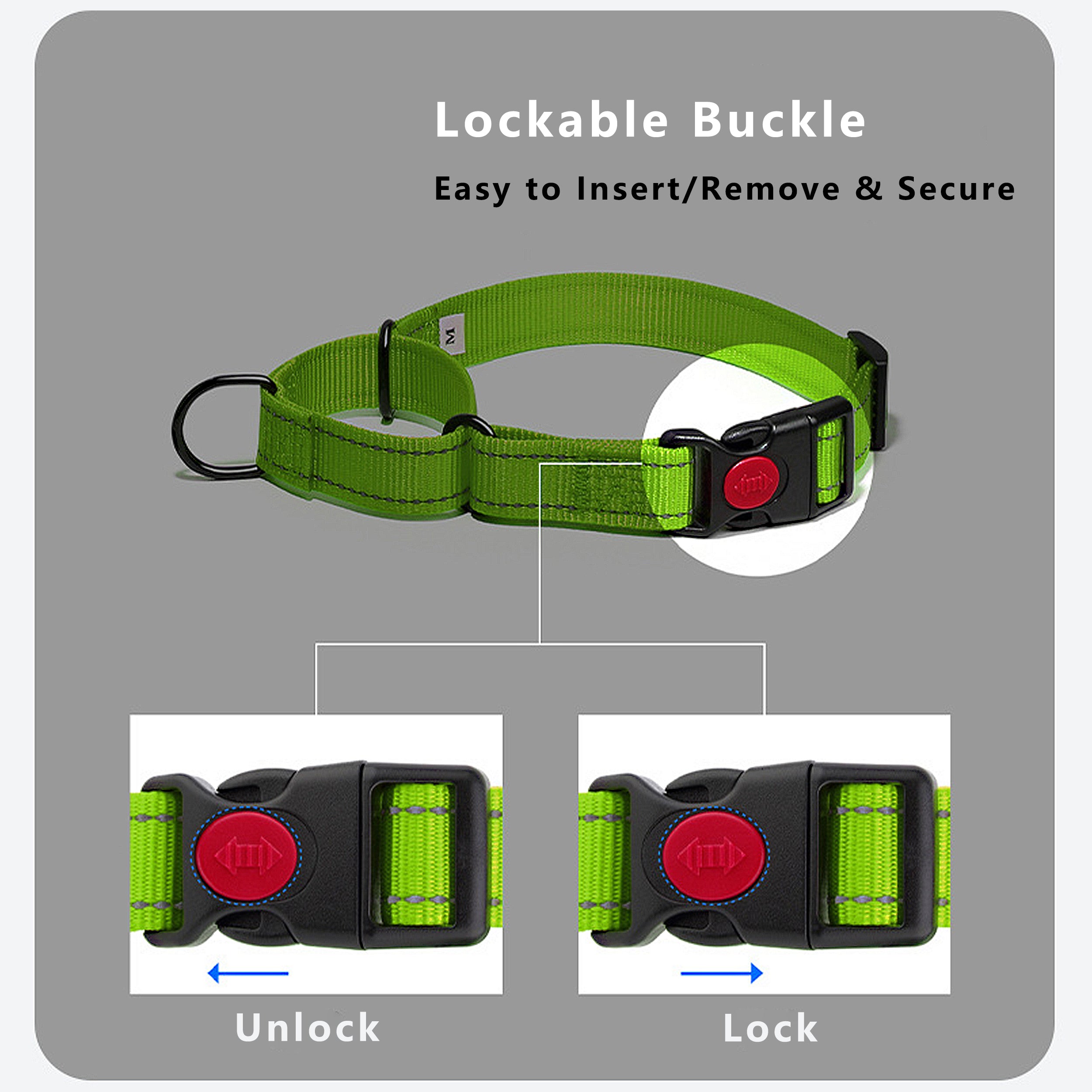 Anna-Kaci Dog Collar Adjustable Reflective Comfort Nylon Pet Collars for All Breeds