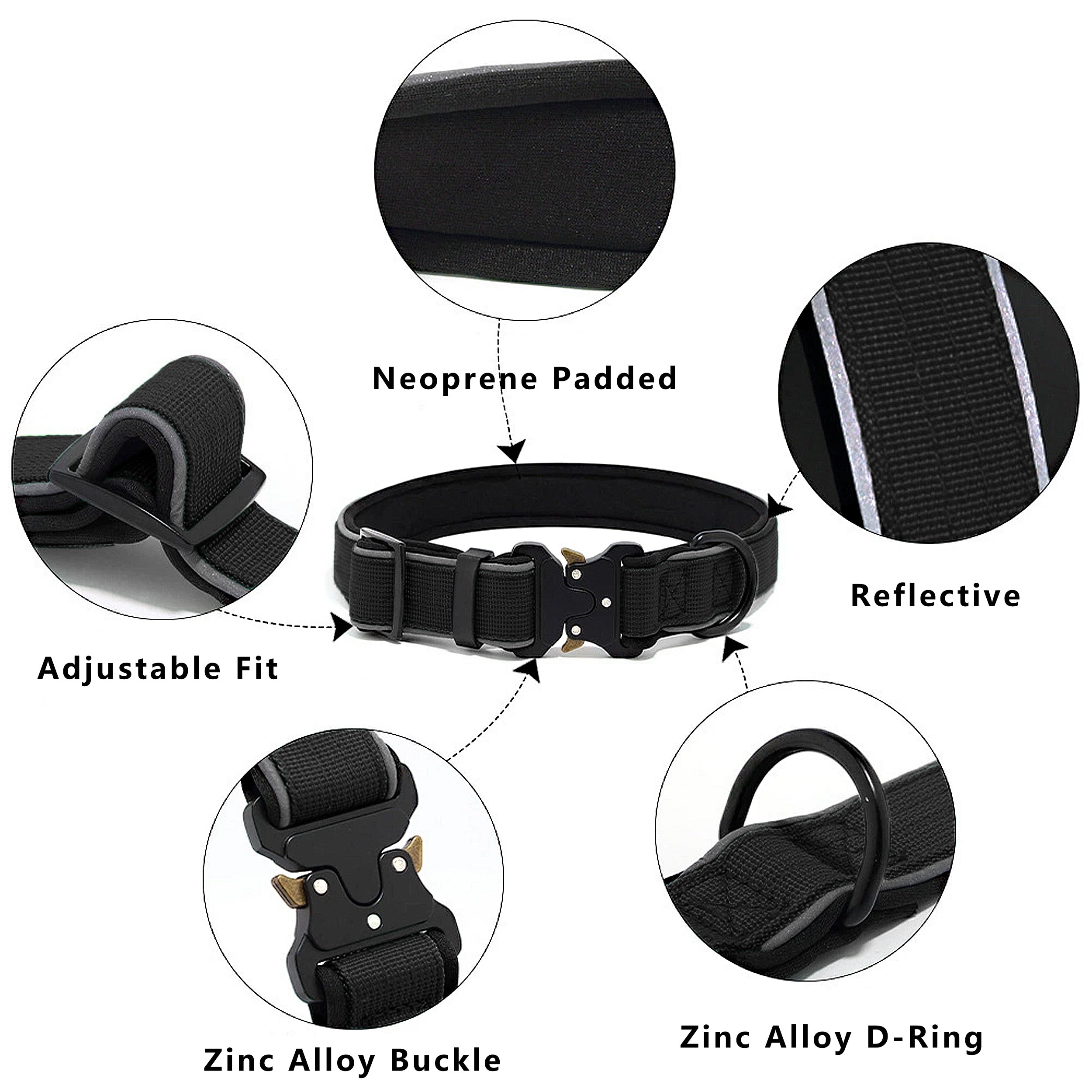 Anna-Kaci Dog Collar Reflective Comfort Padded Adjustable Adventure Nylon Pet Collars for All Breeds
