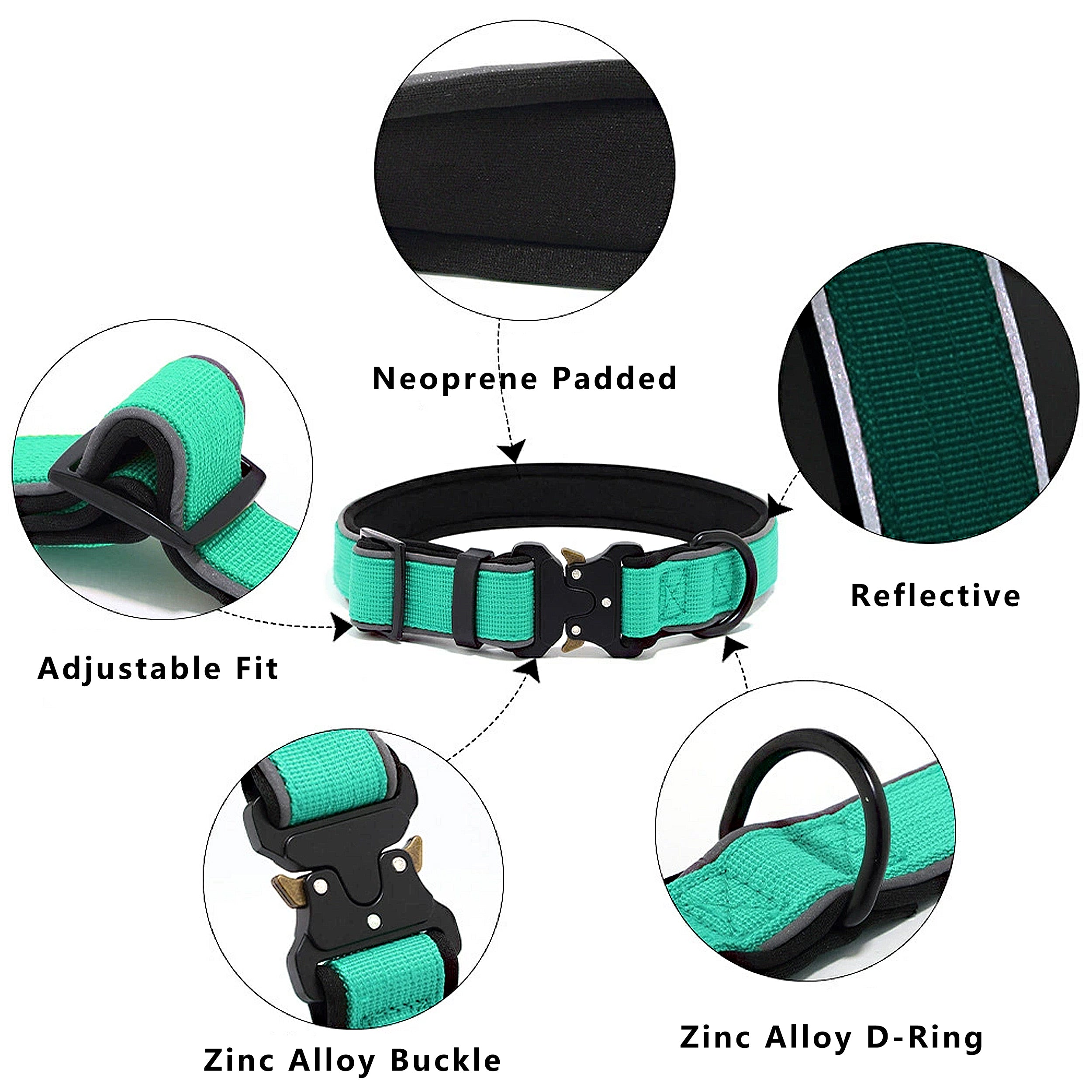 Anna-Kaci Dog Collar Reflective Comfort Padded Adjustable Adventure Nylon Pet Collars for All Breeds