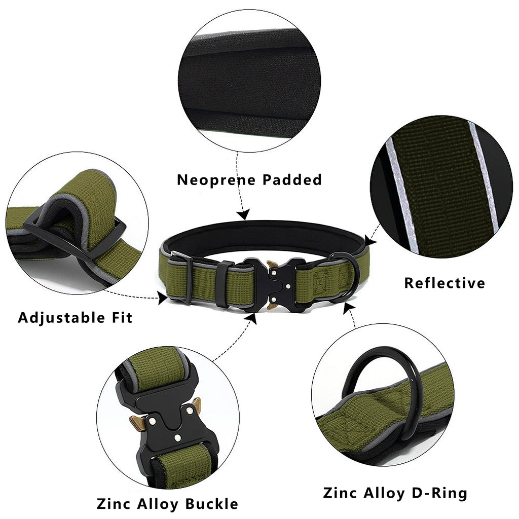 Anna-Kaci Dog Collar Reflective Comfort Padded Adjustable Adventure Nylon Pet Collars for All Breeds