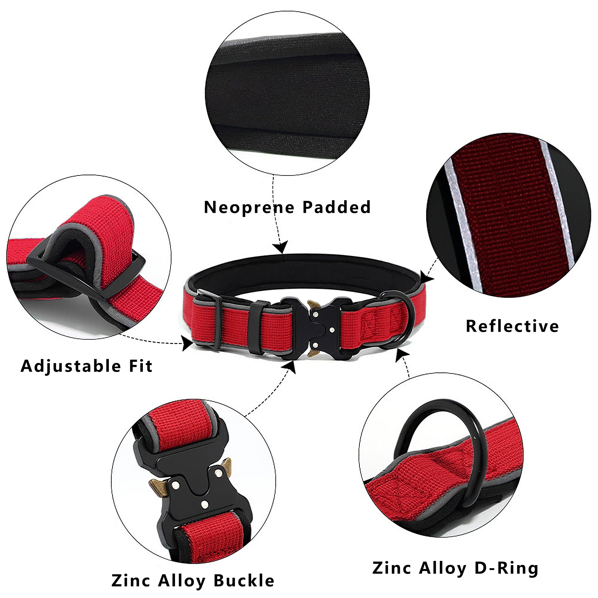 Anna-Kaci Dog Collar Reflective Comfort Padded Adjustable Adventure Nylon Pet Collars for All Breeds