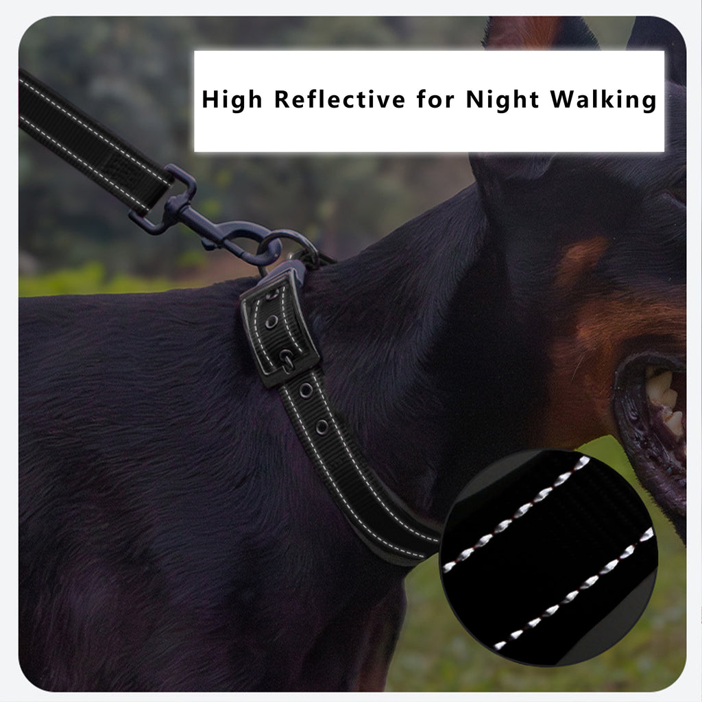 Anna-Kaci Dog Collar Reflective Adjustable Comfort Padded Nylon Pet Collars with Durable Metal Belt Buckle
