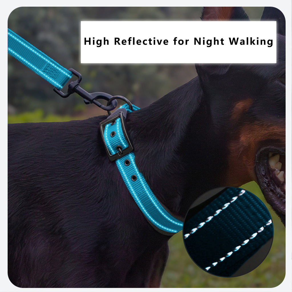 Anna-Kaci Dog Collar Reflective Adjustable Comfort Padded Nylon Pet Collars with Durable Metal Belt Buckle