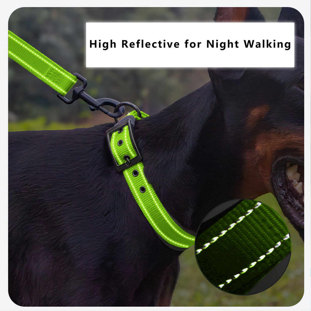 Anna-Kaci Dog Collar Reflective Adjustable Comfort Padded Nylon Pet Collars with Durable Metal Belt Buckle