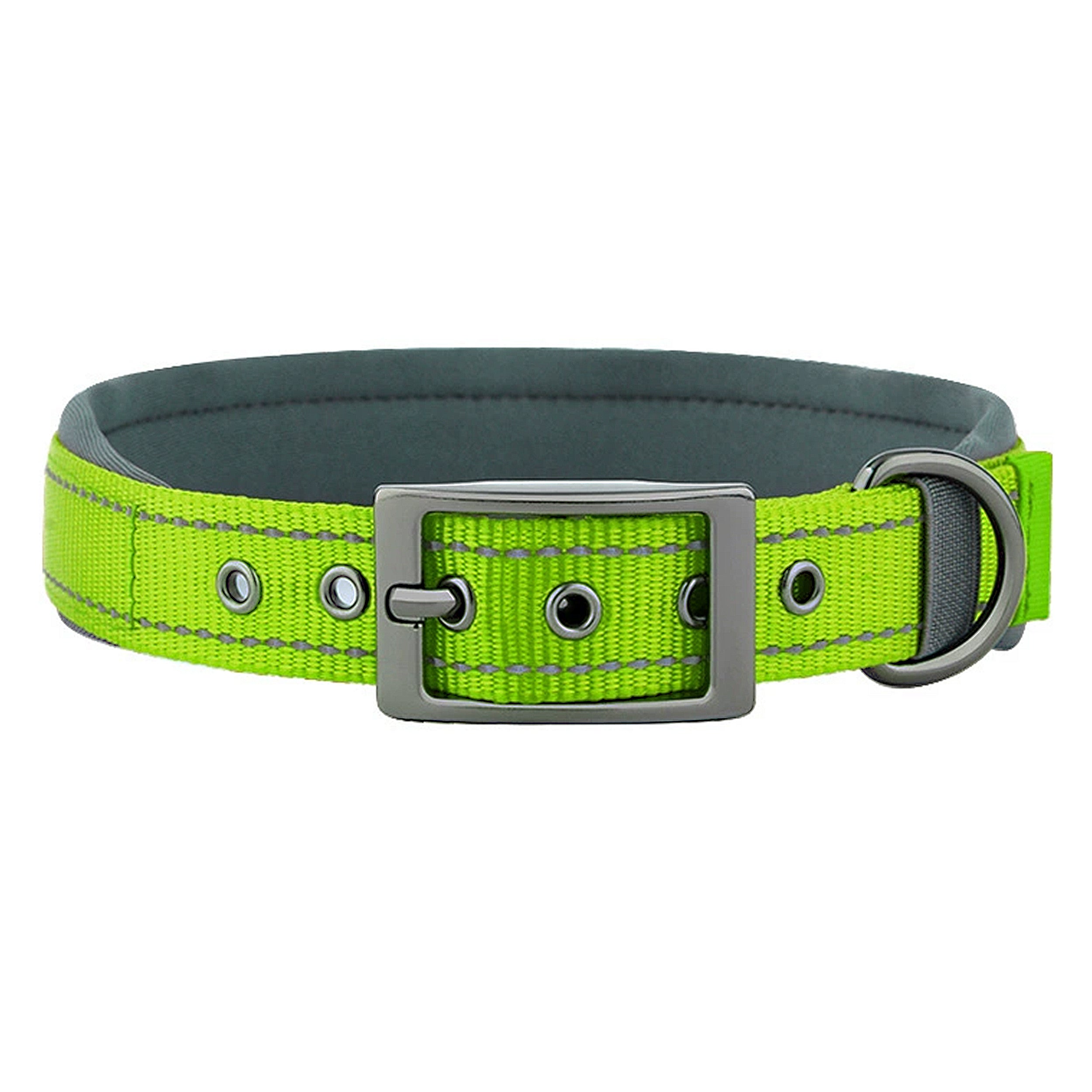 Anna-Kaci Dog Collar Reflective Adjustable Comfort Padded Nylon Pet Collars with Durable Metal Belt Buckle
