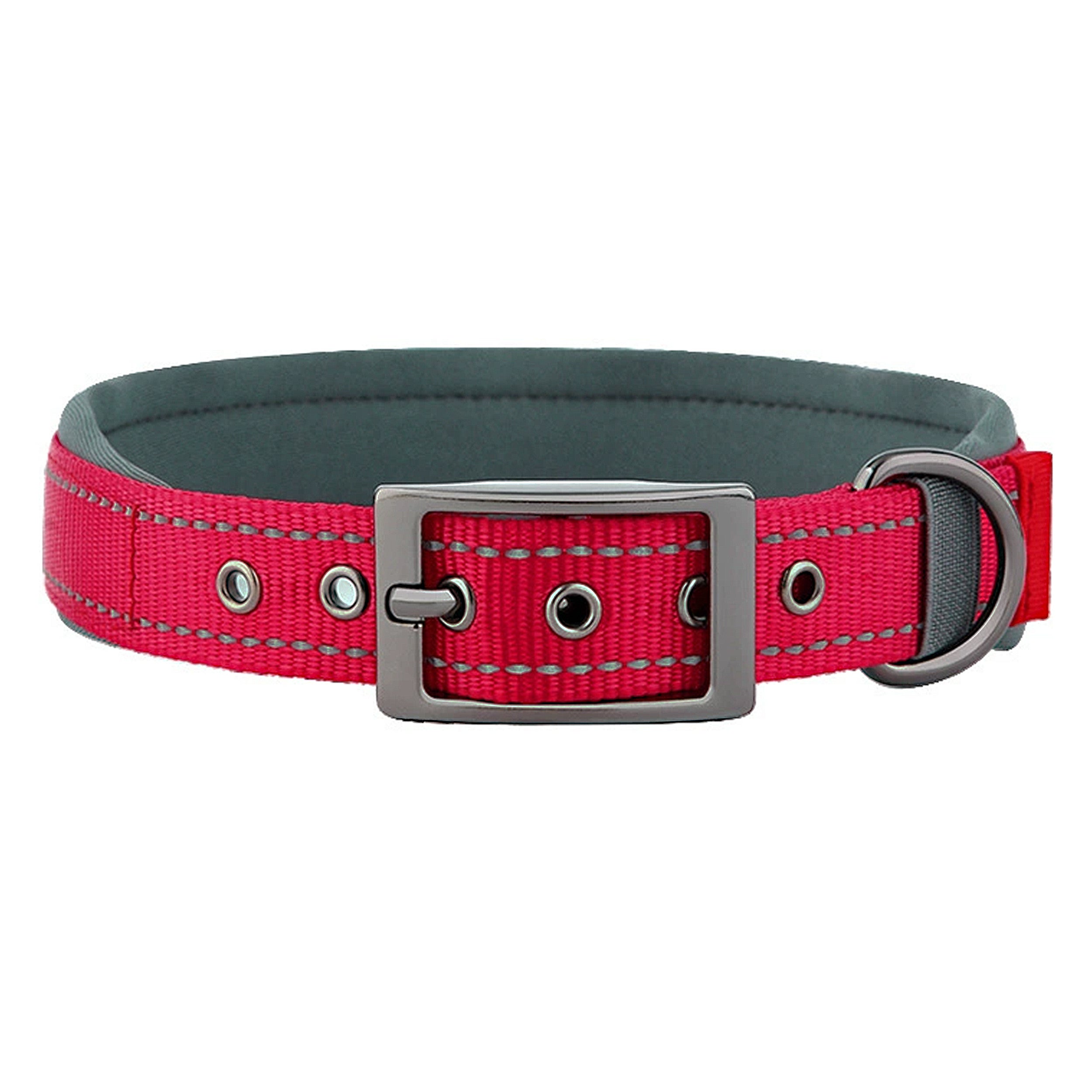 Anna-Kaci Dog Collar Reflective Adjustable Comfort Padded Nylon Pet Collars with Durable Metal Belt Buckle