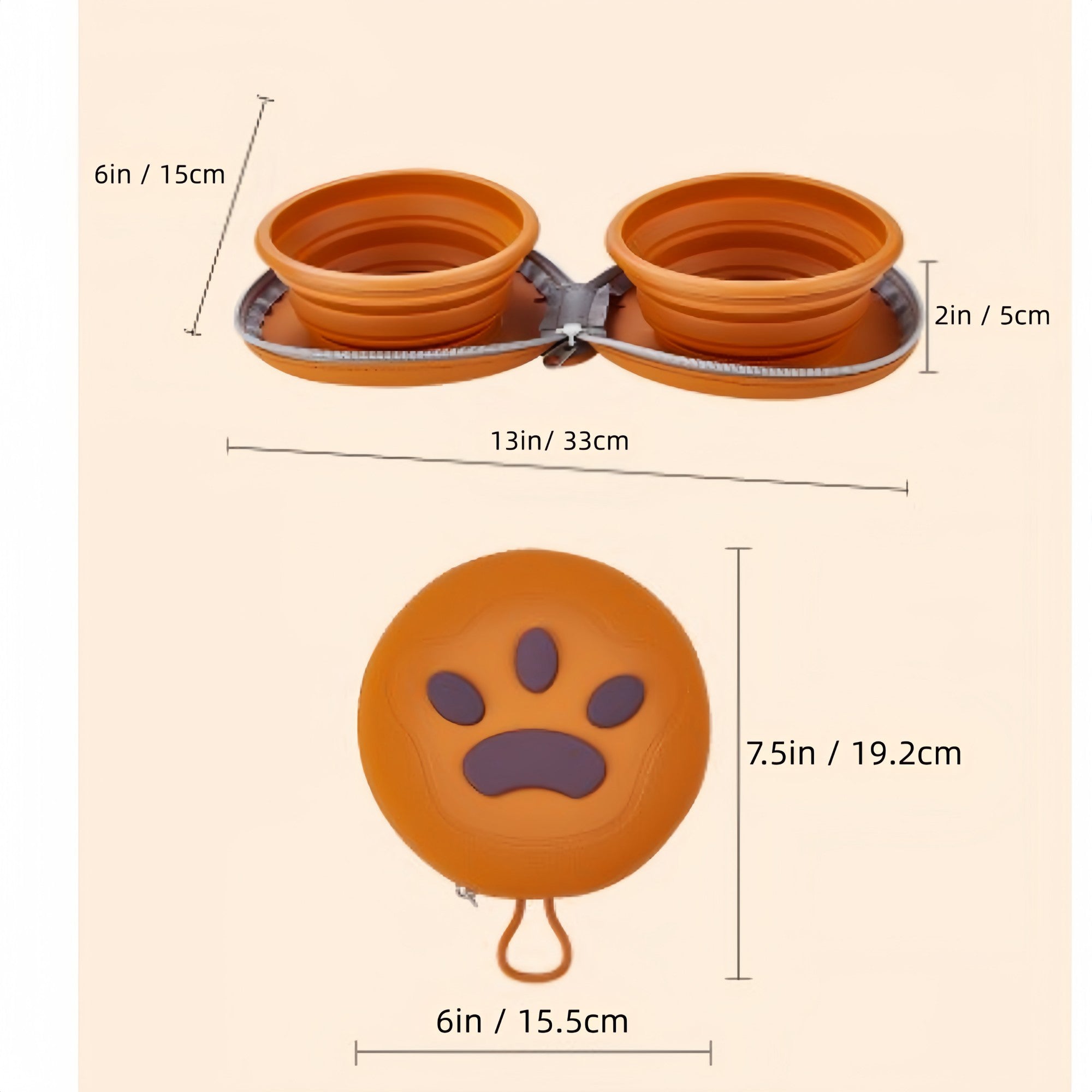 Anna-Kaci Portable Foldable Pet Feeding Bowl with Double Collapsible Design and Zipper Storage Case