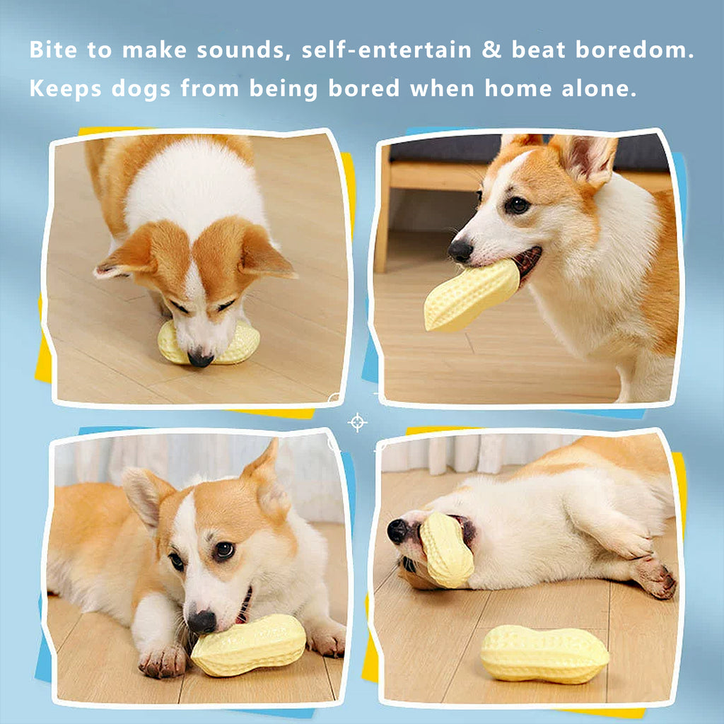 Anna-Kaci Interactive Squeaky Dog Toys for Boredom, Peanut Shaped, Teeth Cleaning Pet Chew Toys