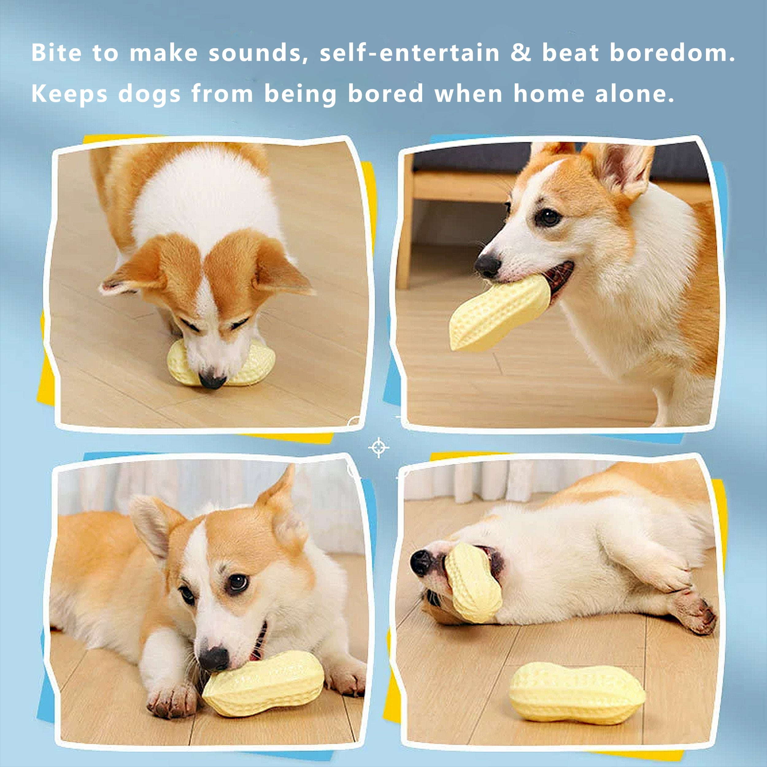 Anna-Kaci Interactive Squeaky Dog Toys for Boredom, Peanut Shaped, Teeth Cleaning Pet Chew Toys