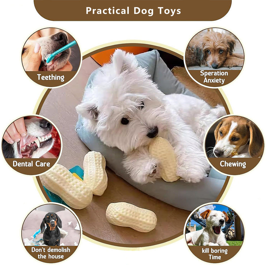 Anna-Kaci Interactive Squeaky Dog Toys for Boredom, Peanut Shaped, Teeth Cleaning Pet Chew Toys